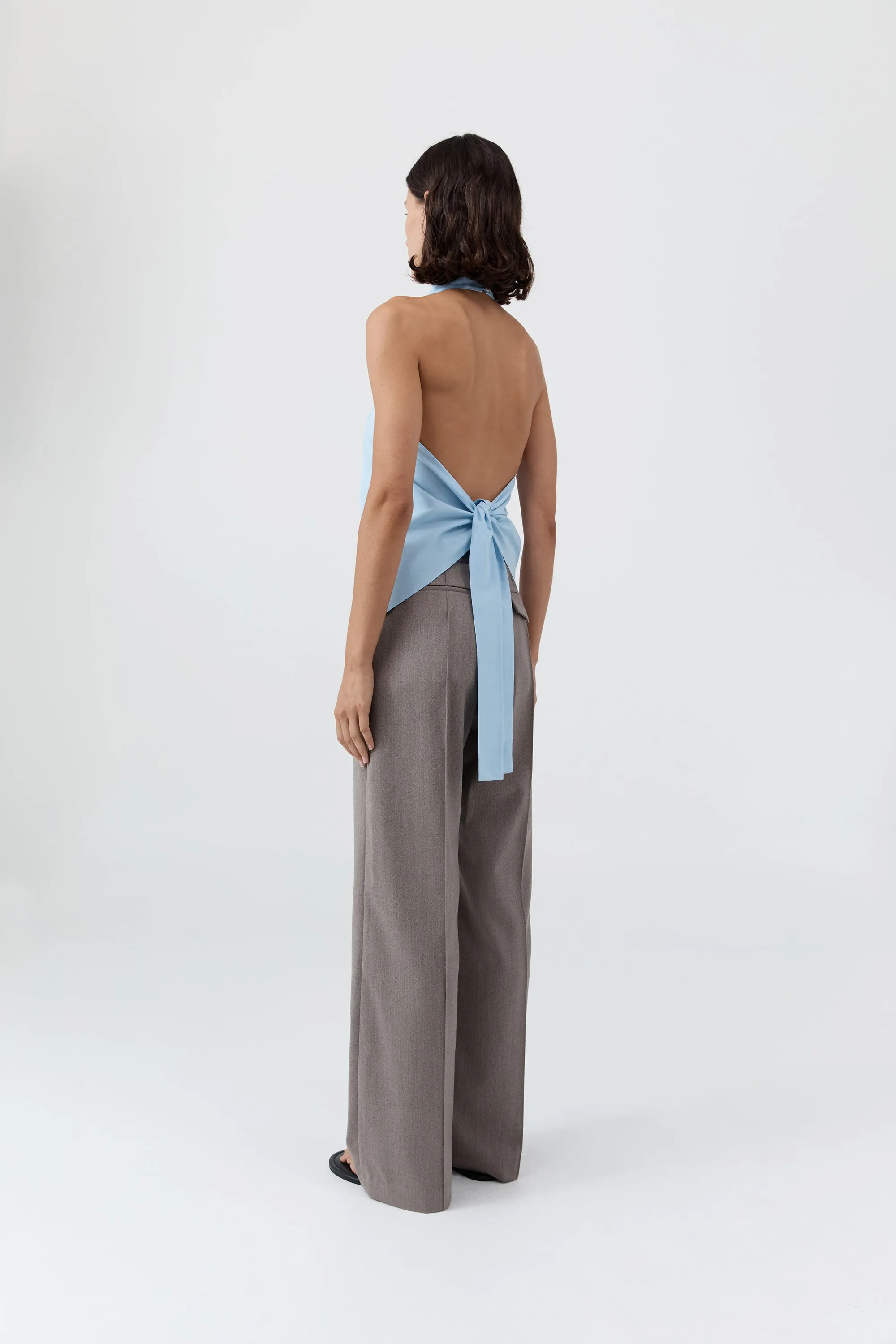 Oxford Halter Tie Back Top - Ciel Blue sold by St. Agni product image thumbnail 4