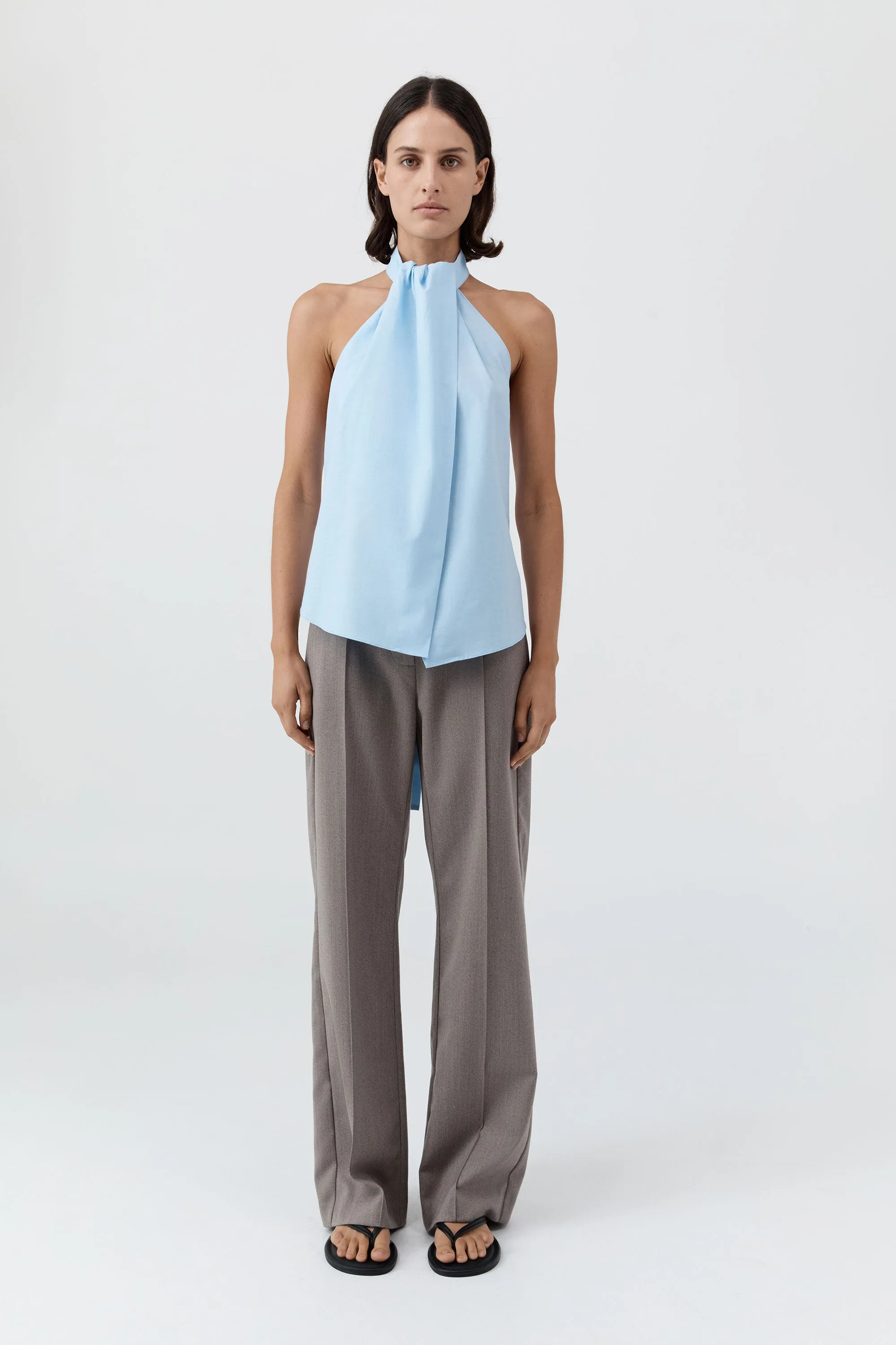 Oxford Halter Tie Back Top - Ciel Blue sold by St. Agni
