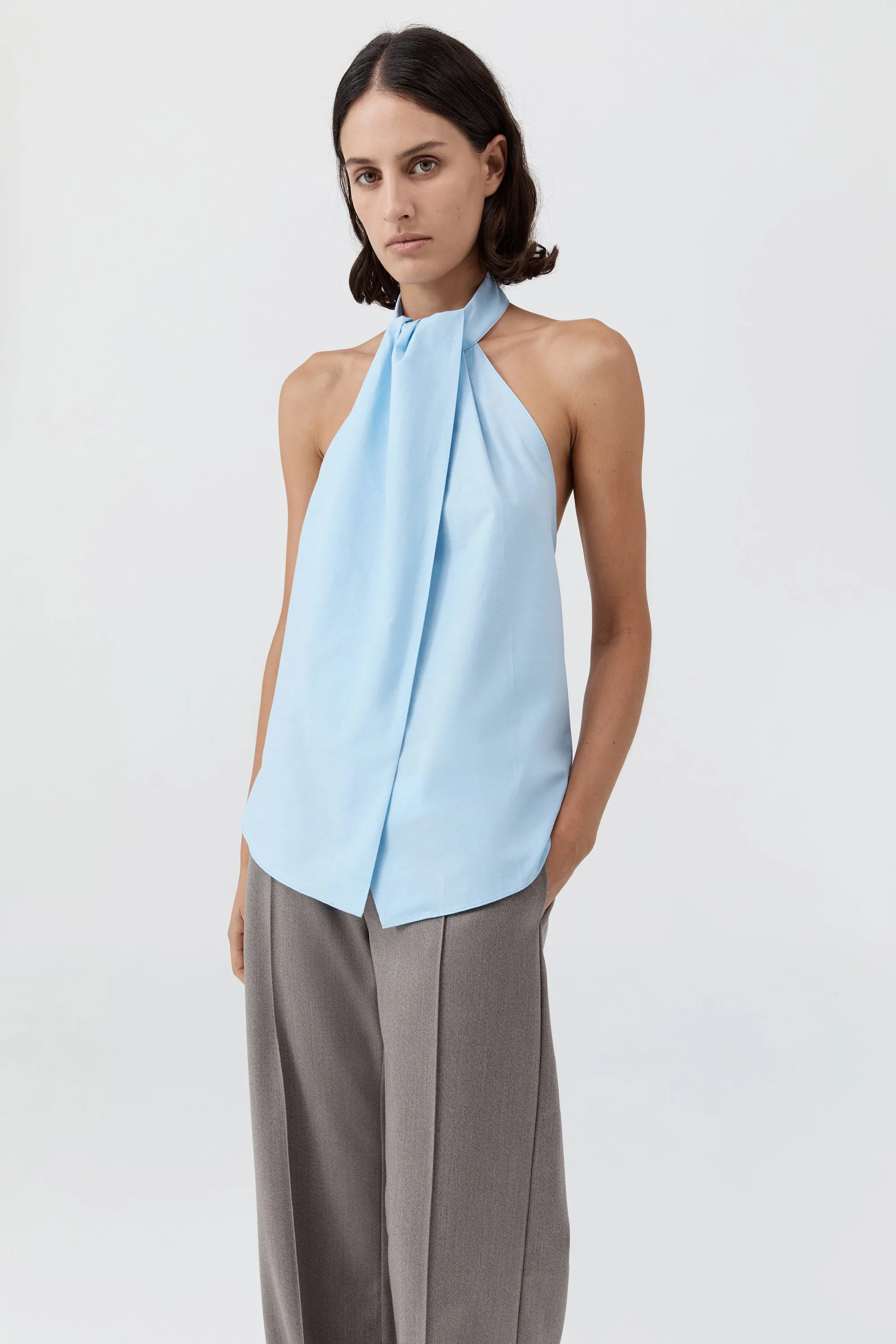 Oxford Halter Tie Back Top - Ciel Blue sold by St. Agni product image thumbnail 2