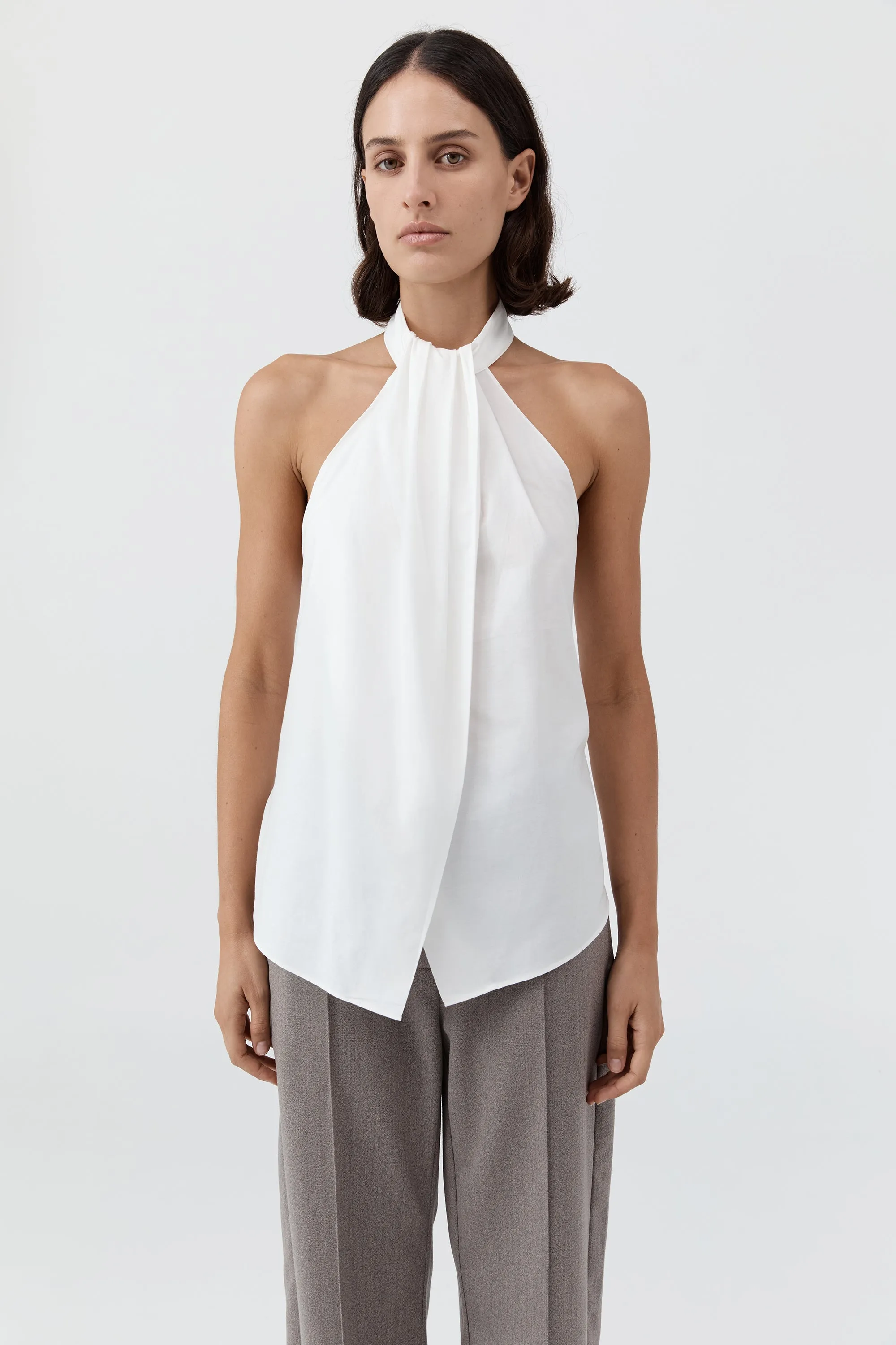 Oxford Halter Tie Back Top - White sold by St. Agni product image thumbnail 2