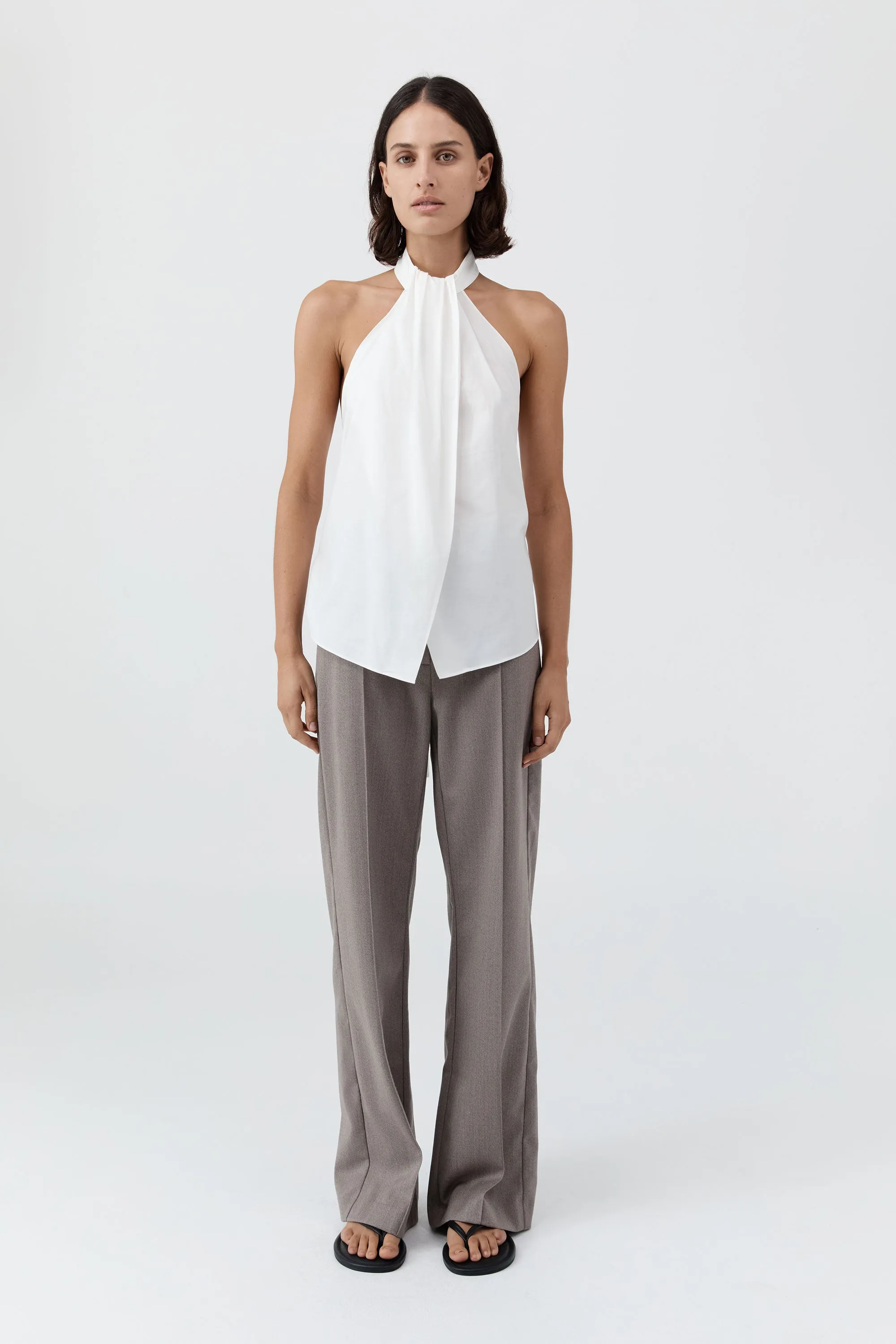 Oxford Halter Tie Back Top - White sold by St. Agni