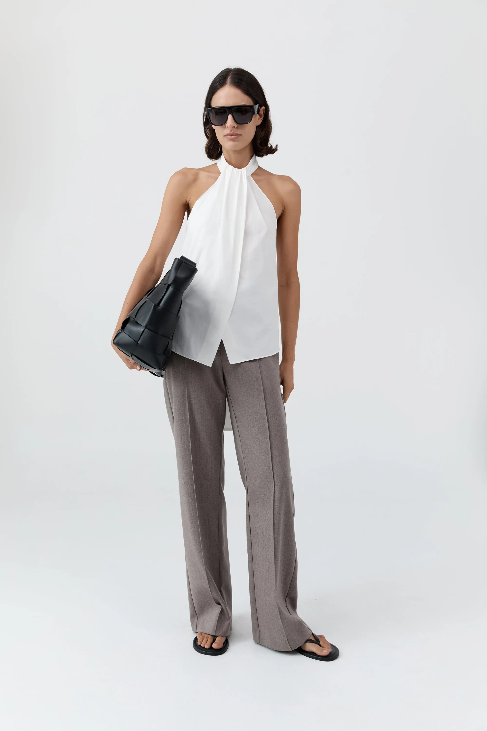 Oxford Halter Tie Back Top - White sold by St. Agni product image thumbnail 5