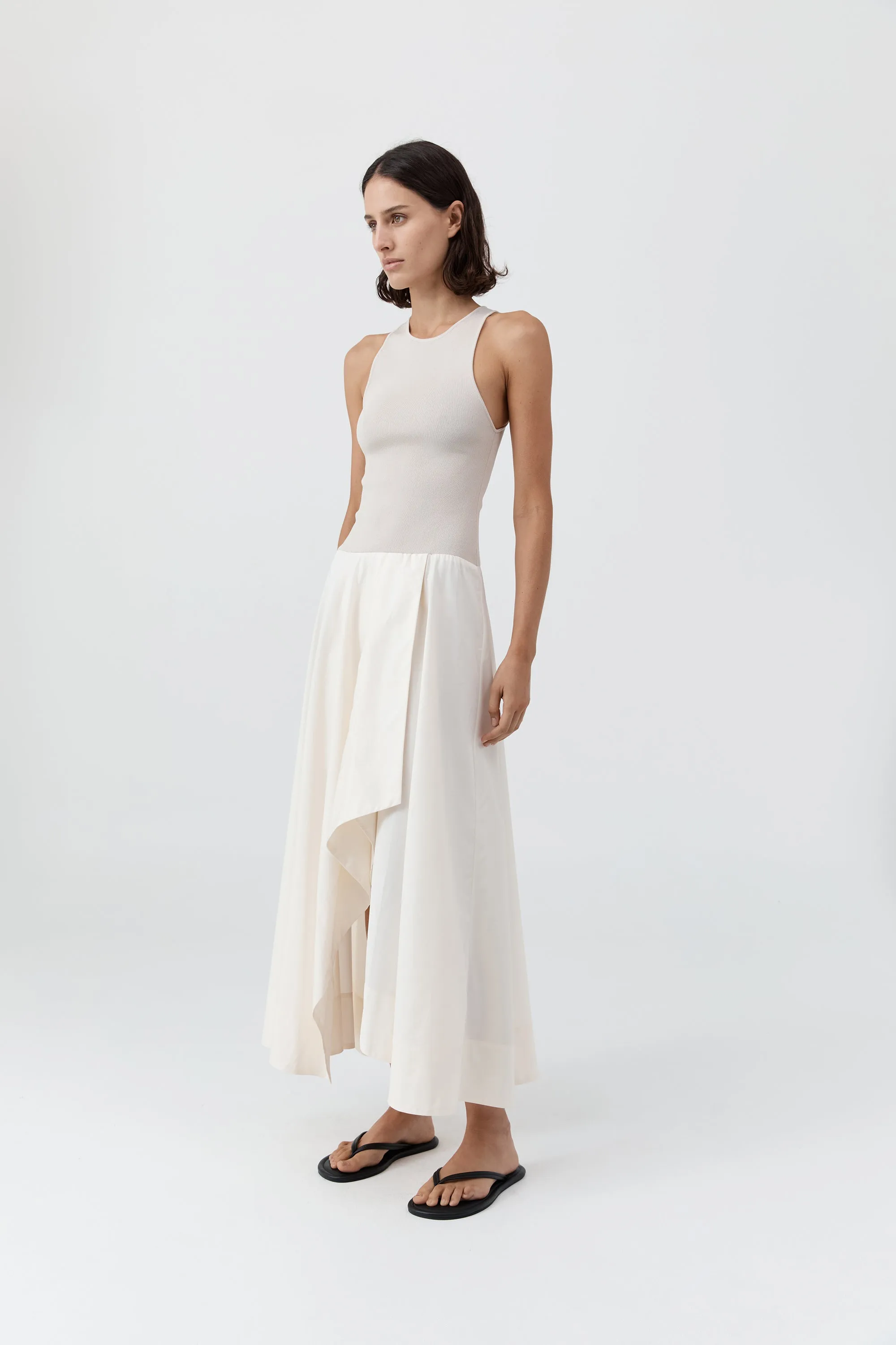 Knit Bodice Asymm Dress - Ecru sold by St. Agni product image thumbnail 3