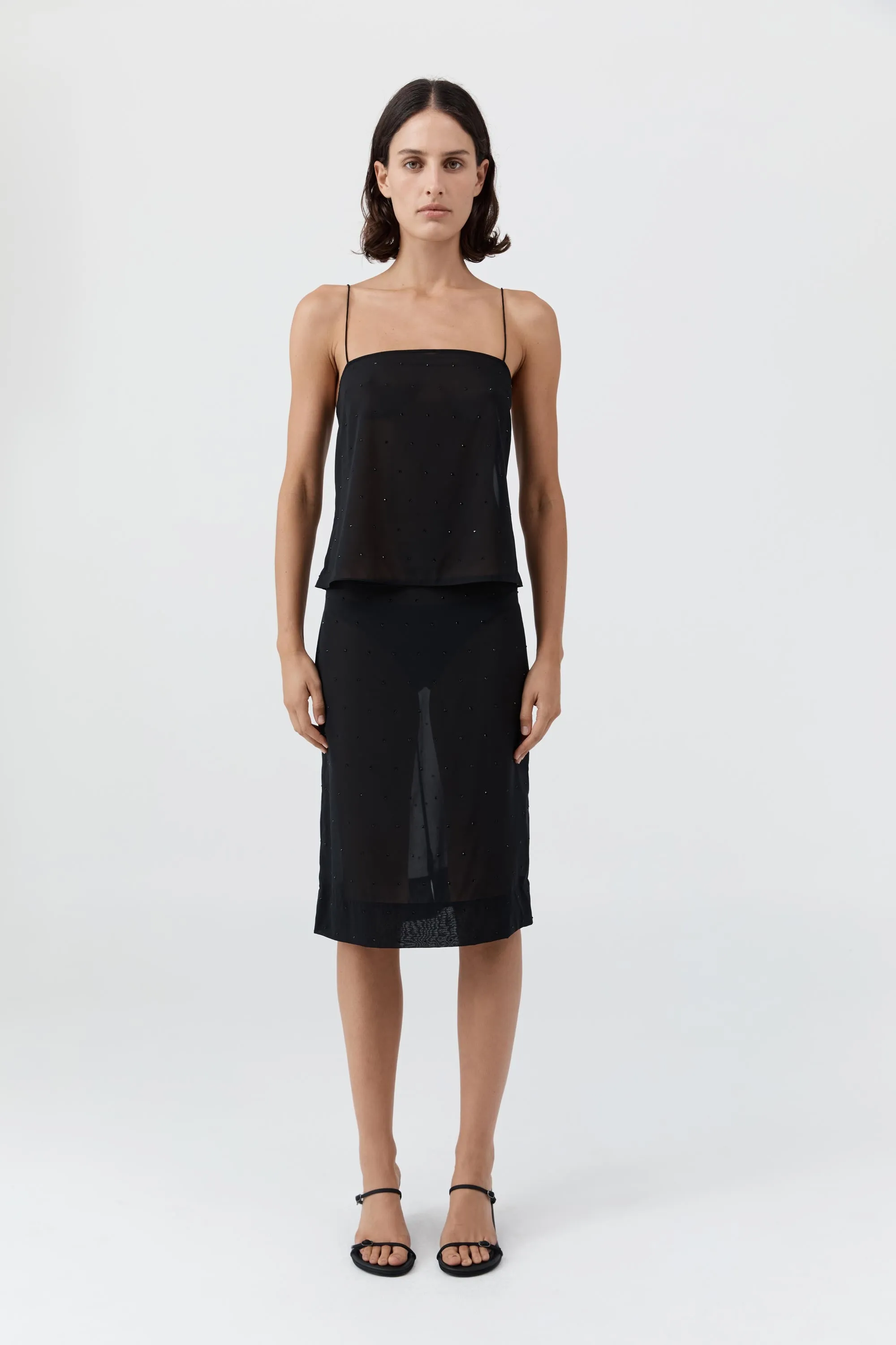 Silk Glass Beaded Skirt - Black sold by St. Agni