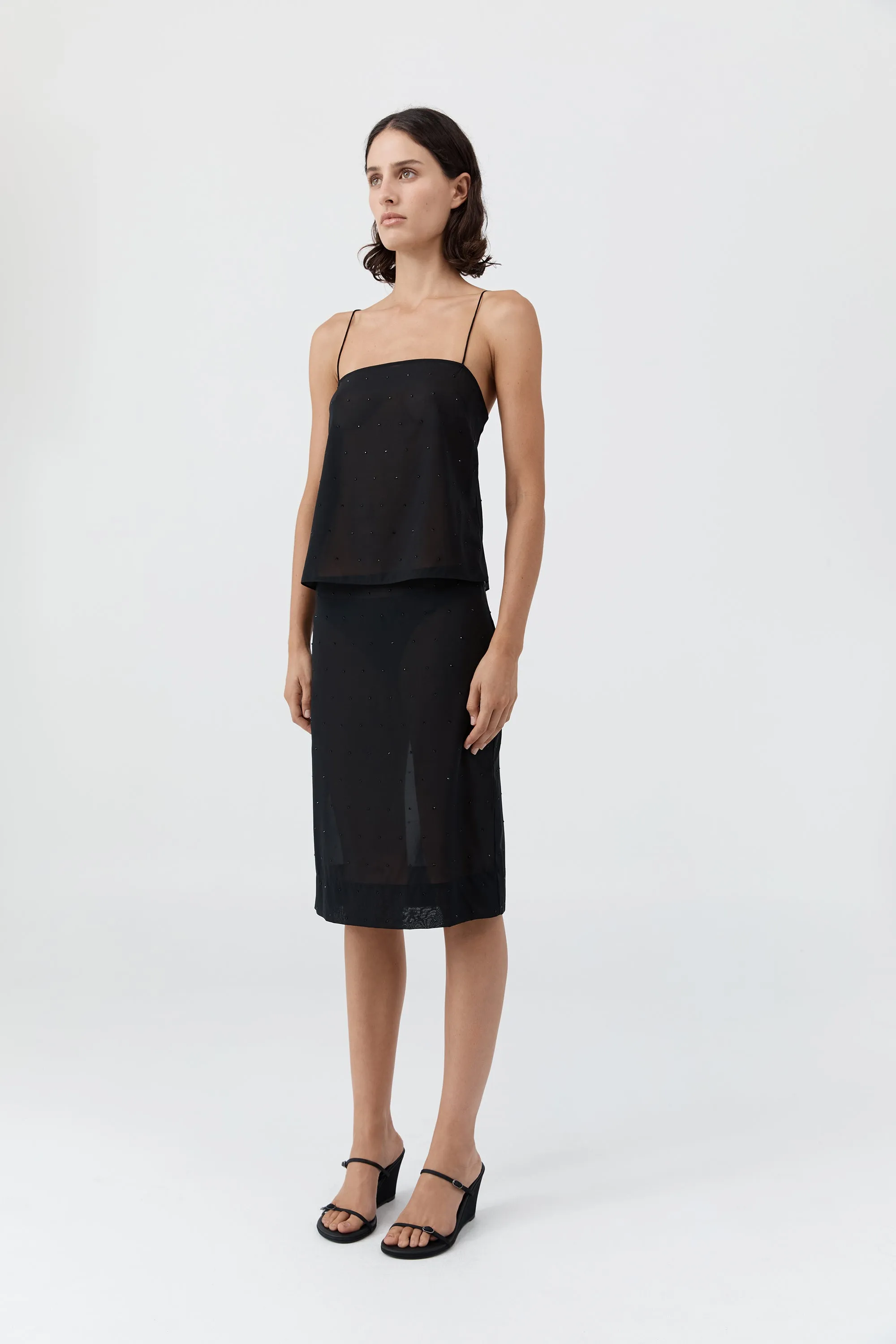 Silk Glass Beaded Skirt - Black sold by St. Agni product image thumbnail 3