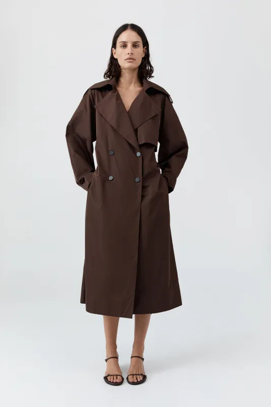 Paper Taffeta Relaxed Trench - Mocha sold by St. Agni