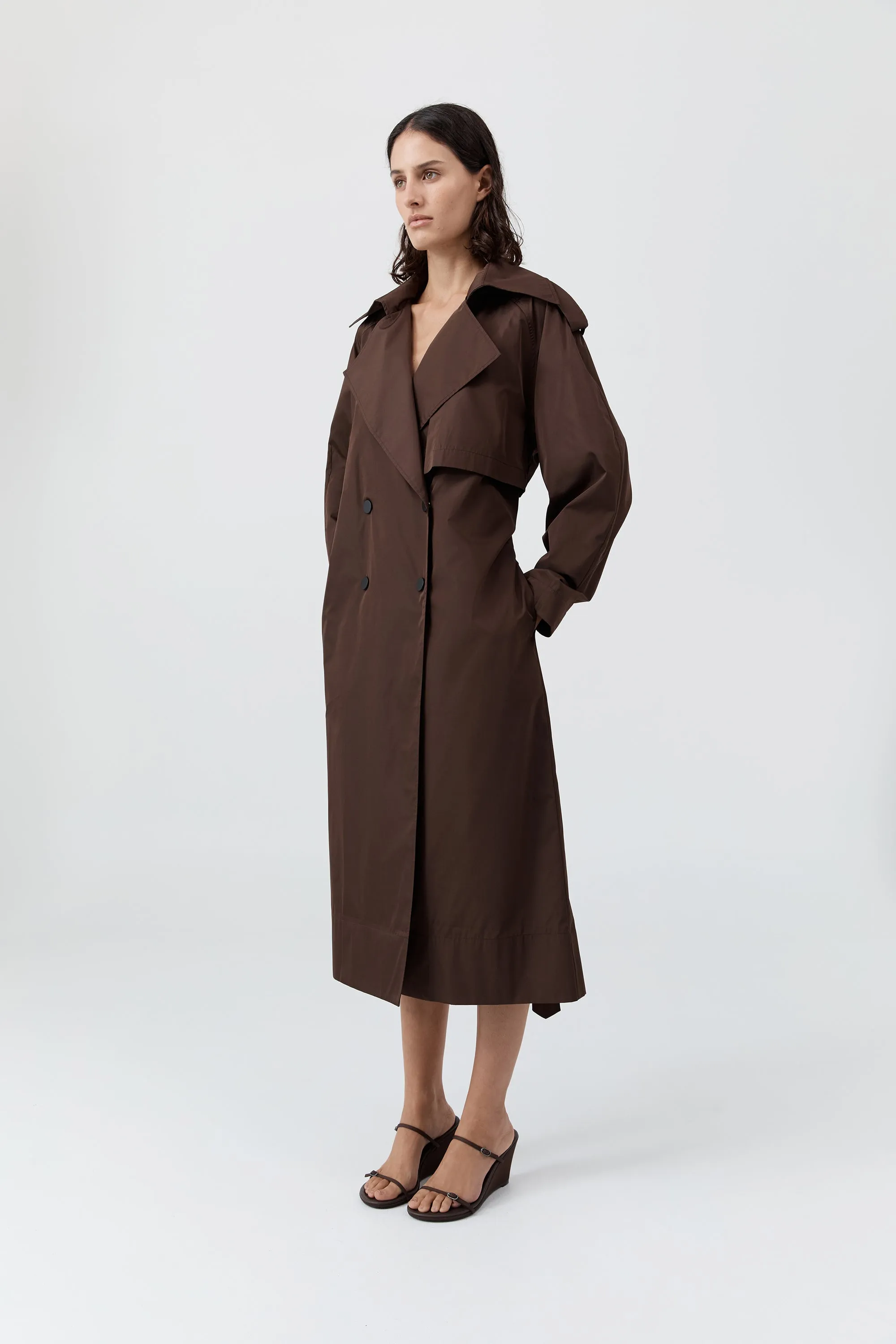 Paper Taffeta Relaxed Trench - Mocha sold by St. Agni product image thumbnail 3