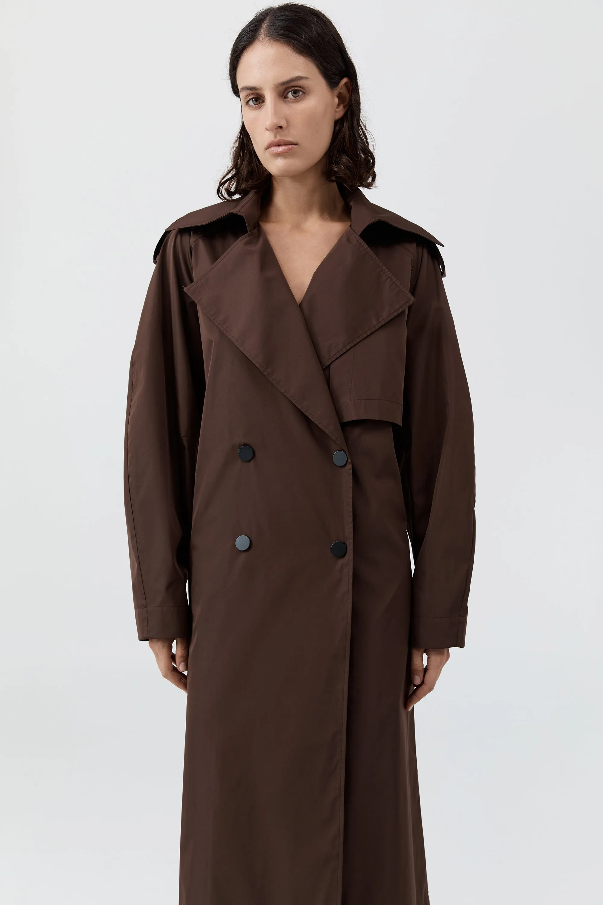 Paper Taffeta Relaxed Trench - Mocha sold by St. Agni product image thumbnail 2