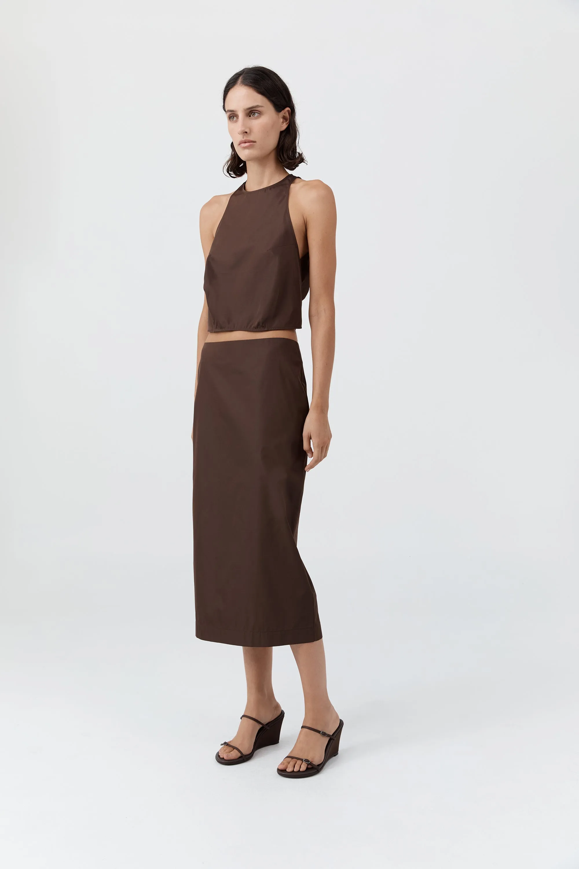 Paper Taffeta Column Skirt - Mocha sold by St. Agni product image thumbnail 3