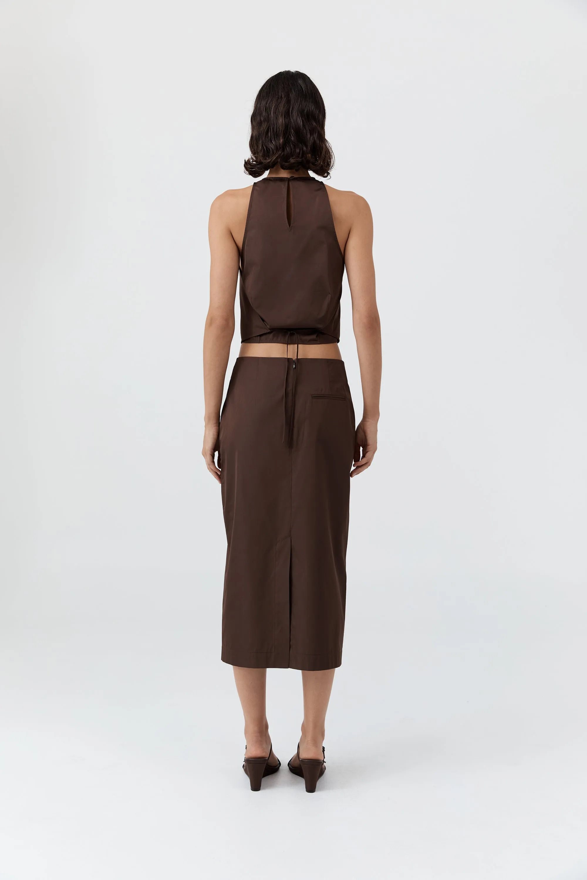 Paper Taffeta Column Skirt - Mocha sold by St. Agni product image thumbnail 5