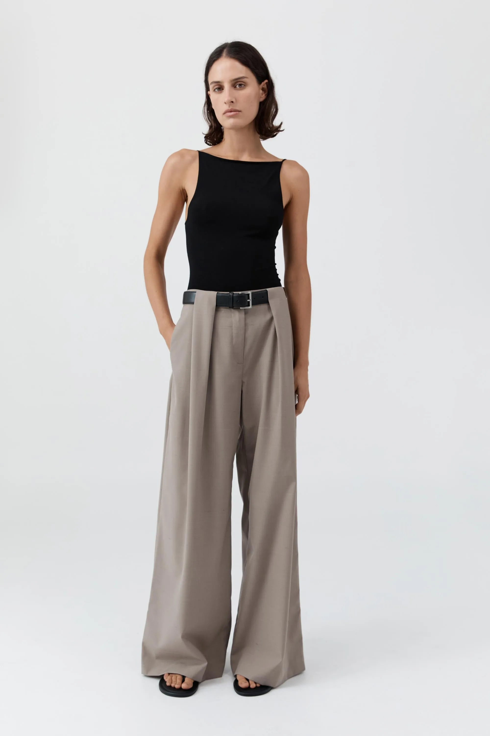 Pleat Loop Pants - Mousse sold by St. Agni