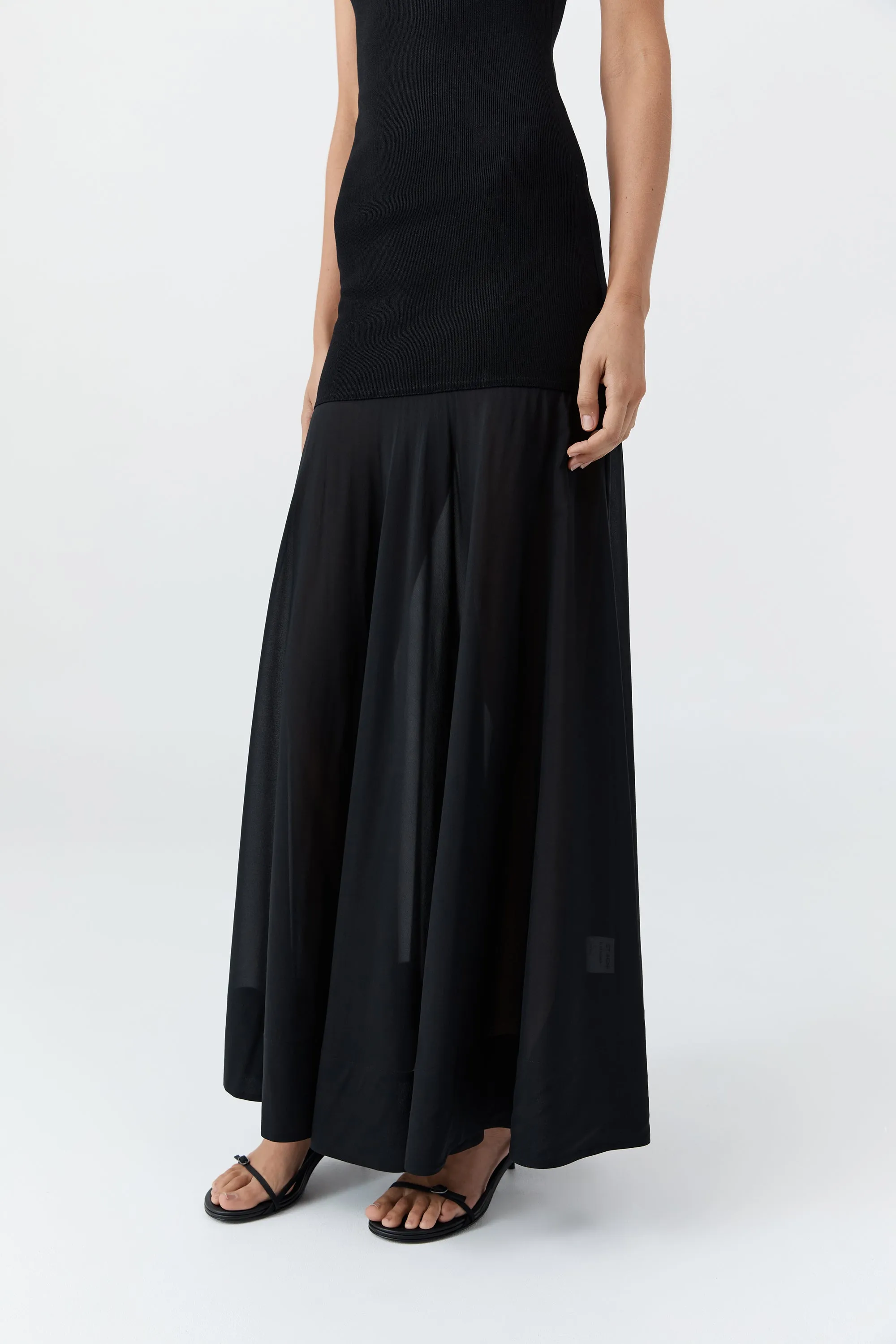 Sheer Silk Circle Hem Dress - Black sold by St. Agni product image thumbnail 4
