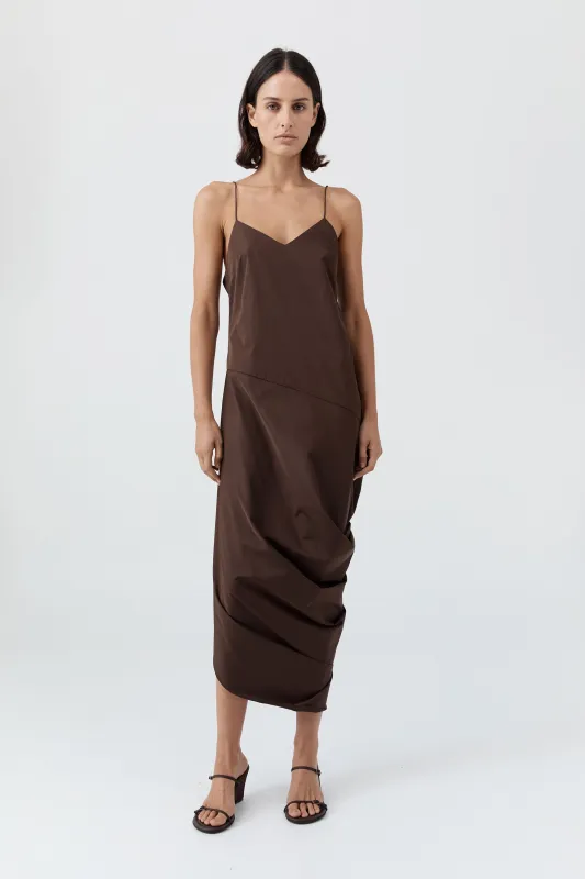 Paper Taffeta Drape Dress - Mocha made by St. Agni