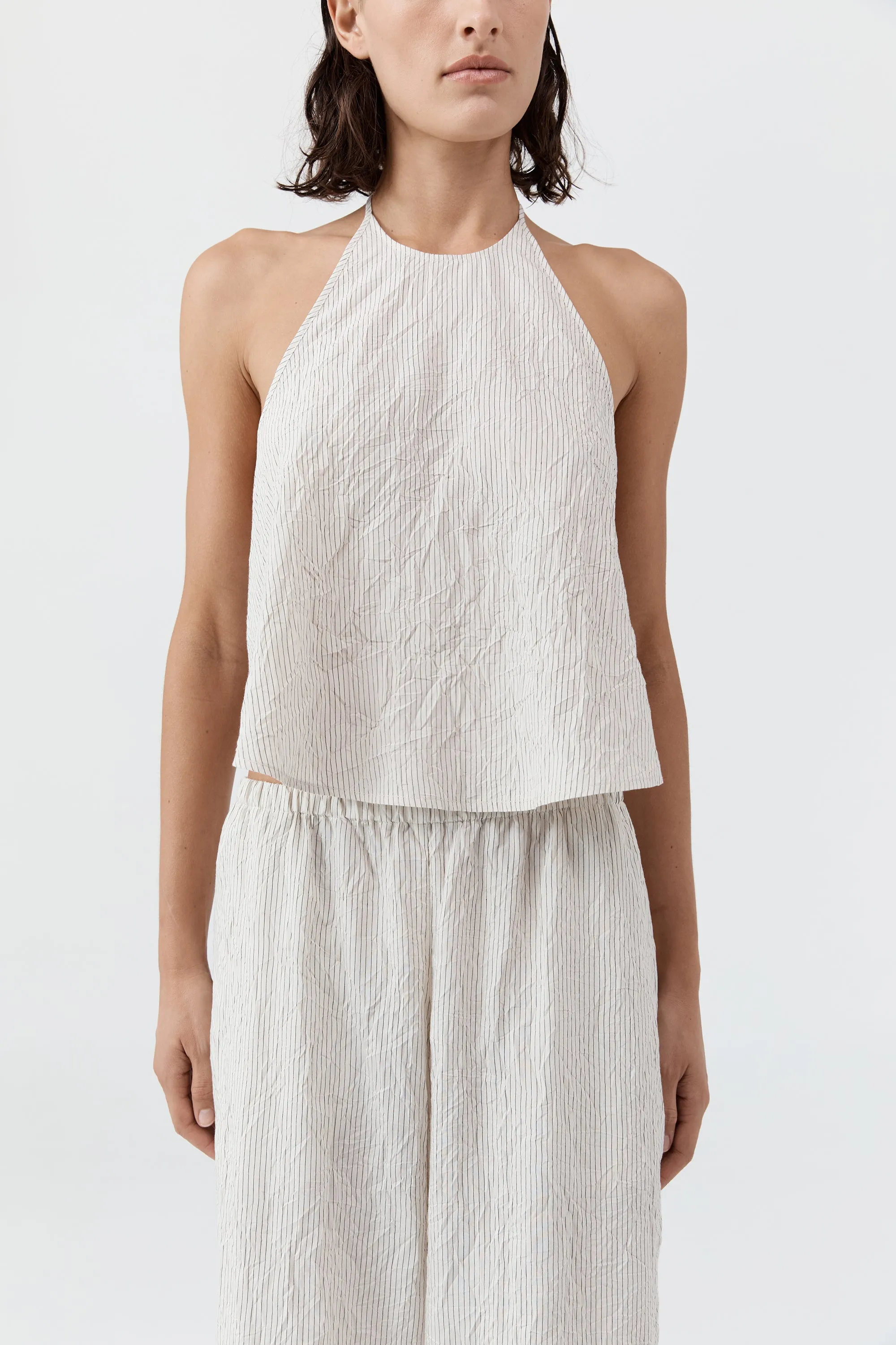 Crushed Halter Top - Petite Pinstripe sold by St. Agni product image thumbnail 2