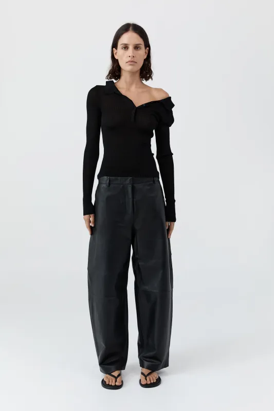 Petit Polo Knit Top - Black made by St. Agni