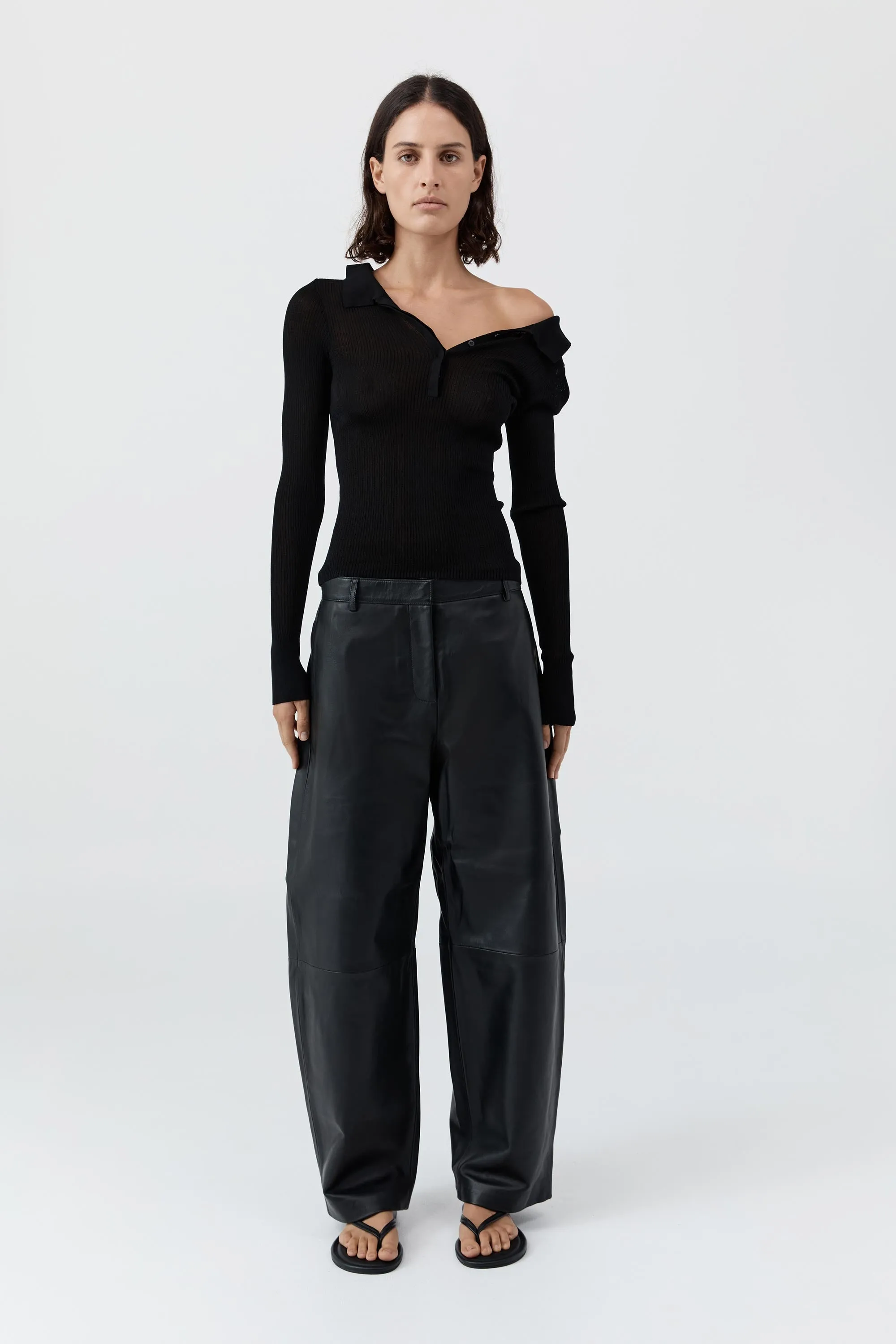 Petit Polo Knit Top - Black sold by St. Agni