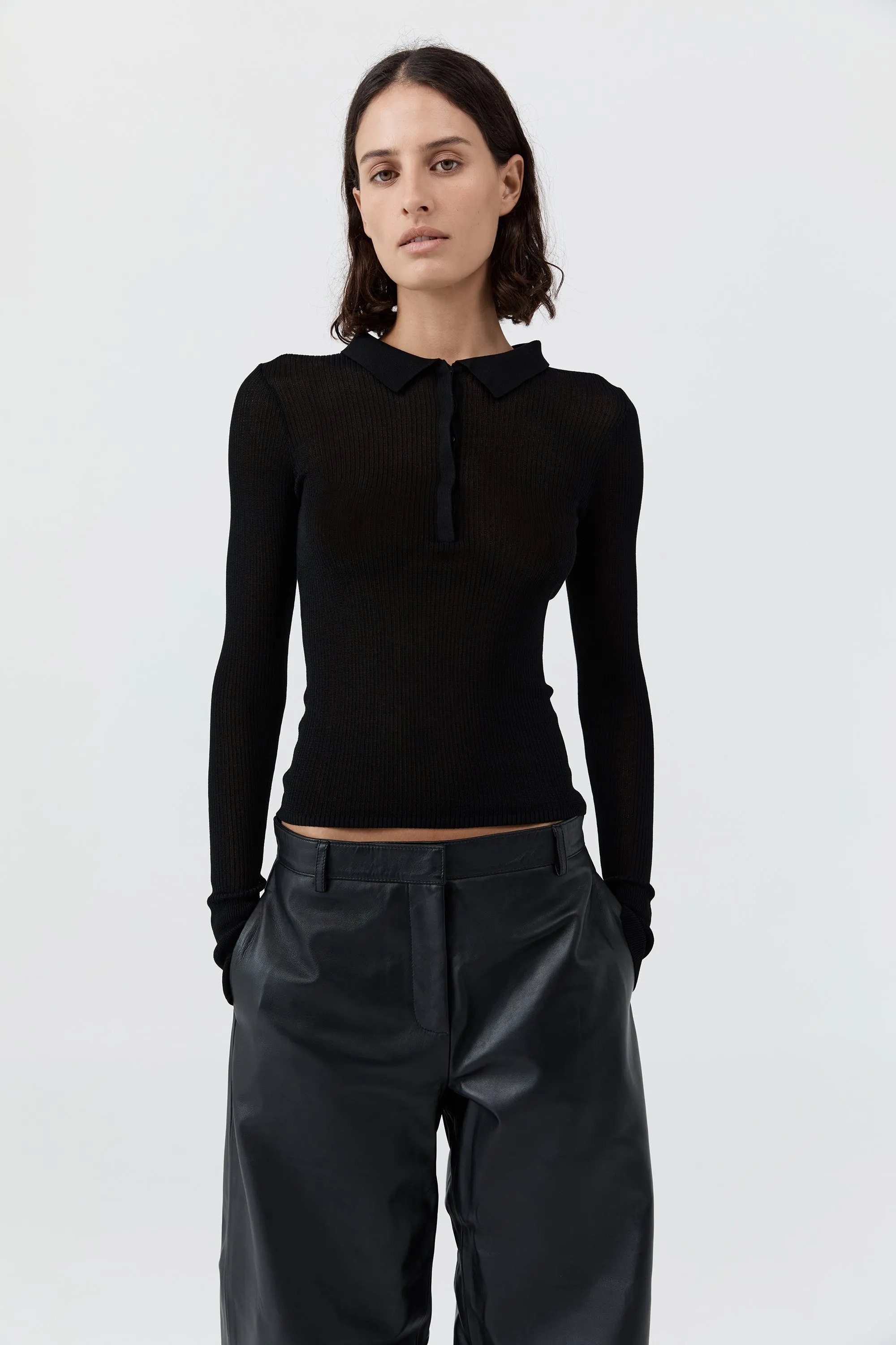 Petit Polo Knit Top - Black sold by St. Agni product image thumbnail 3