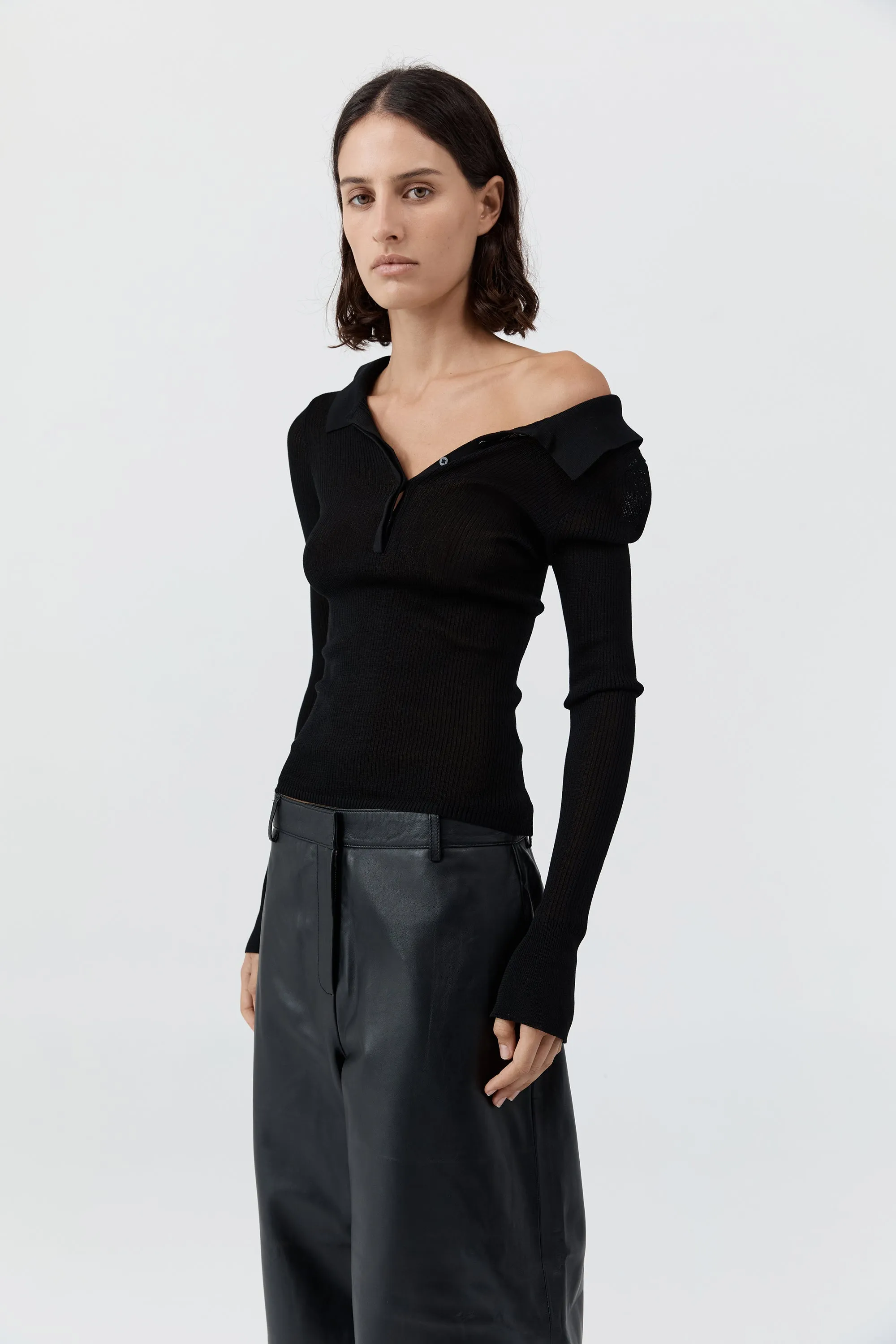 Petit Polo Knit Top - Black sold by St. Agni product image thumbnail 4