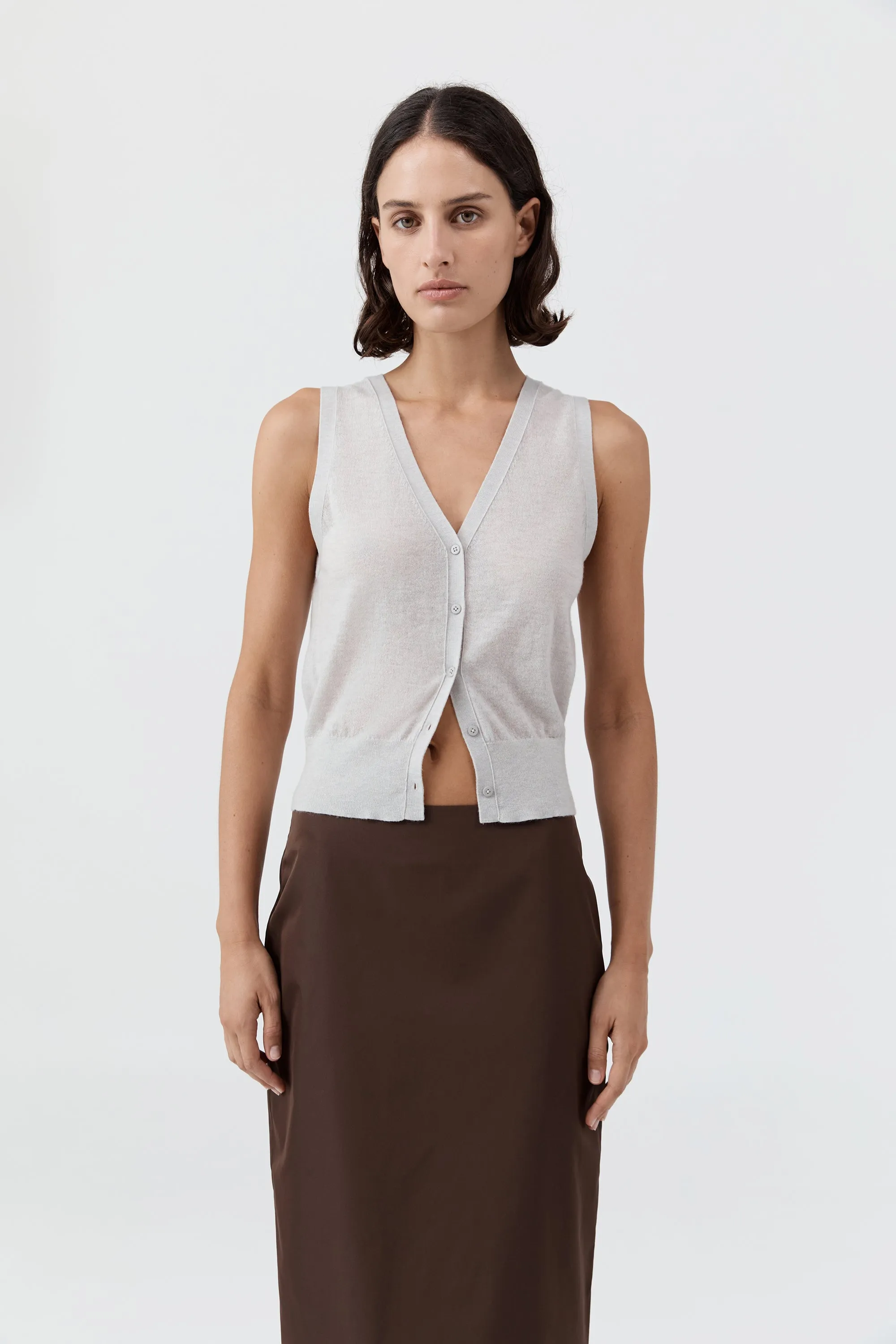 Merino Wool Oupa Vest - Light Grey Marle sold by St. Agni product image thumbnail 3