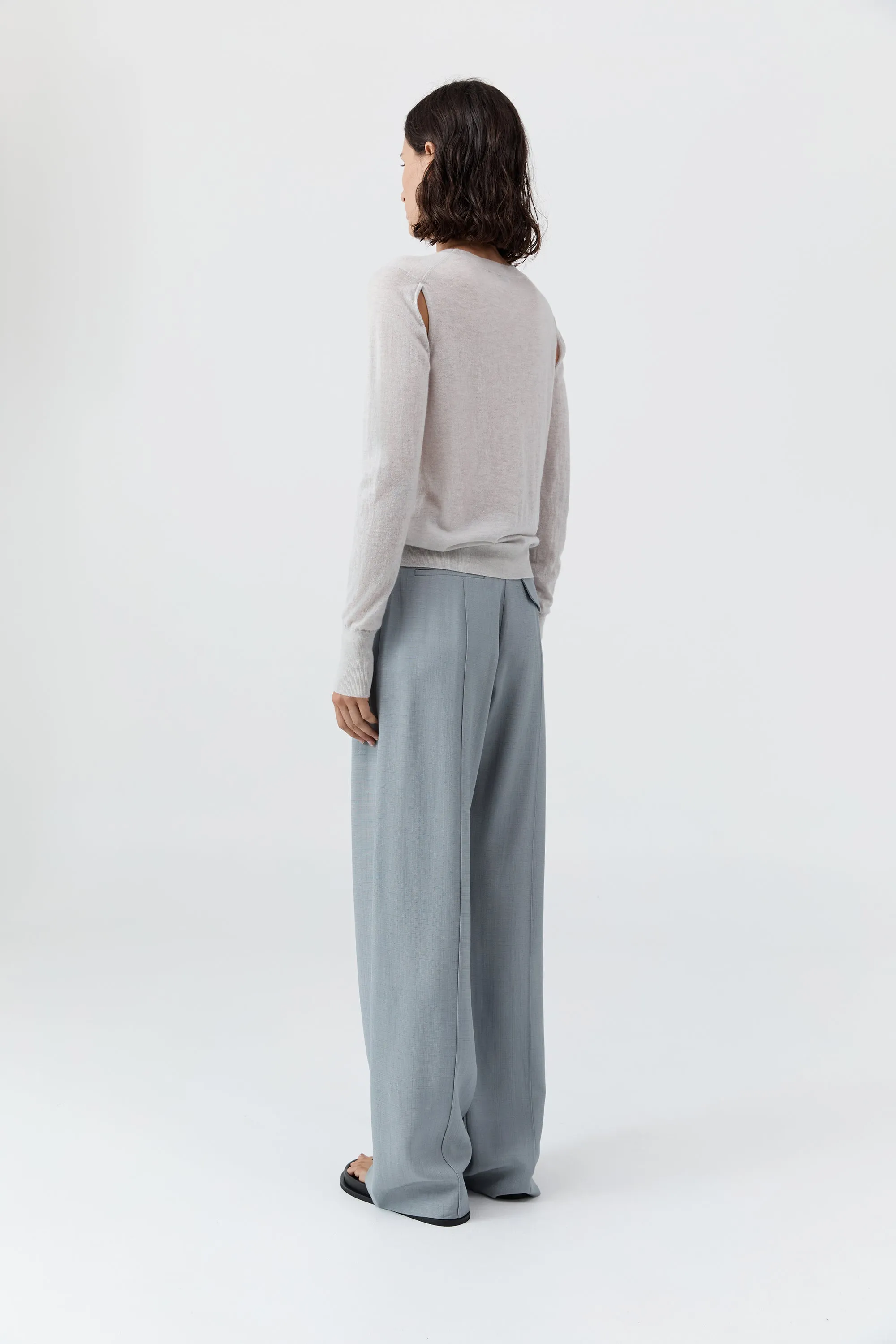 Merino Wool Slit Sleeve Sweater - Light Grey Marle sold by St. Agni product image thumbnail 5