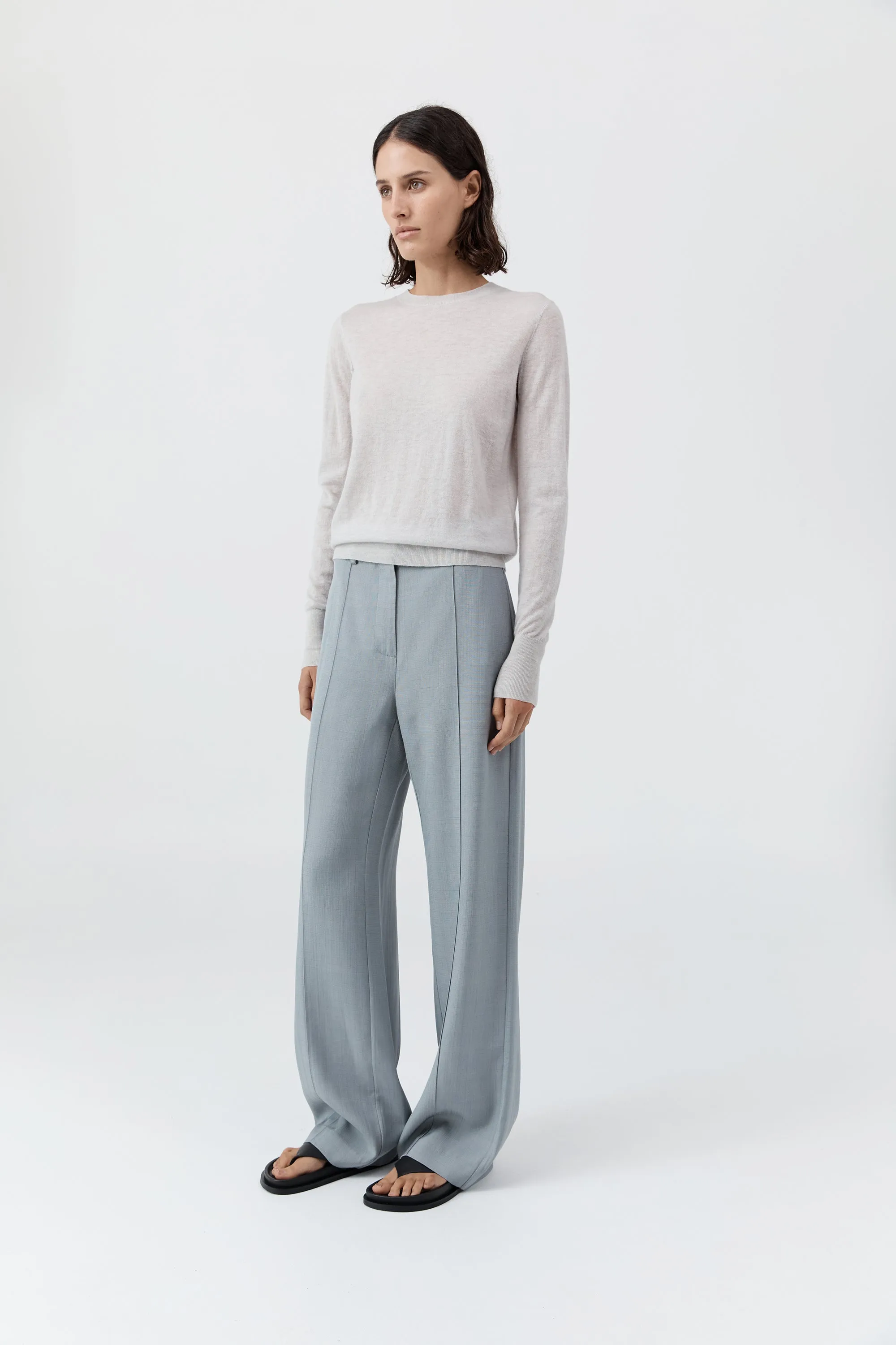 Merino Wool Slit Sleeve Sweater - Light Grey Marle sold by St. Agni product image thumbnail 4