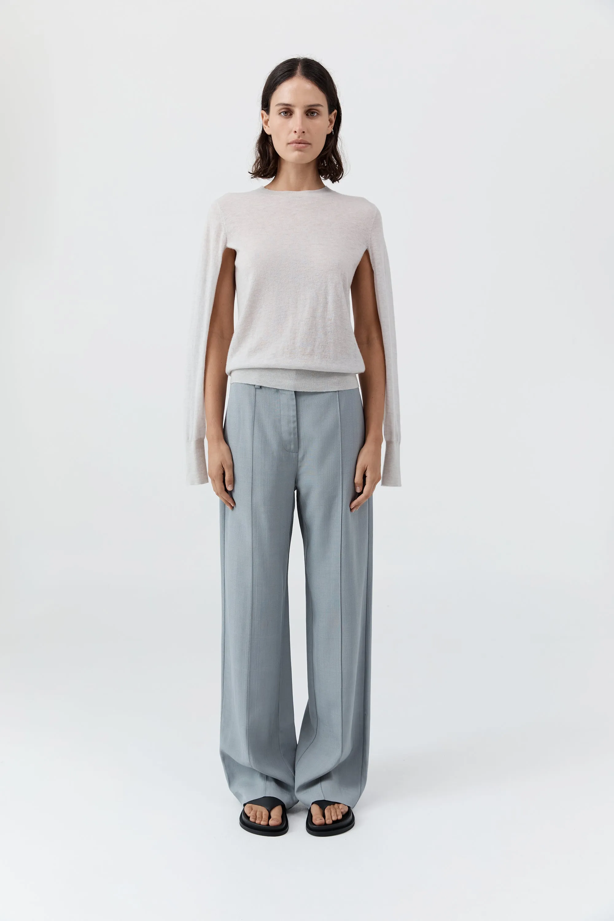 Merino Wool Slit Sleeve Sweater - Light Grey Marle sold by St. Agni product image thumbnail 2