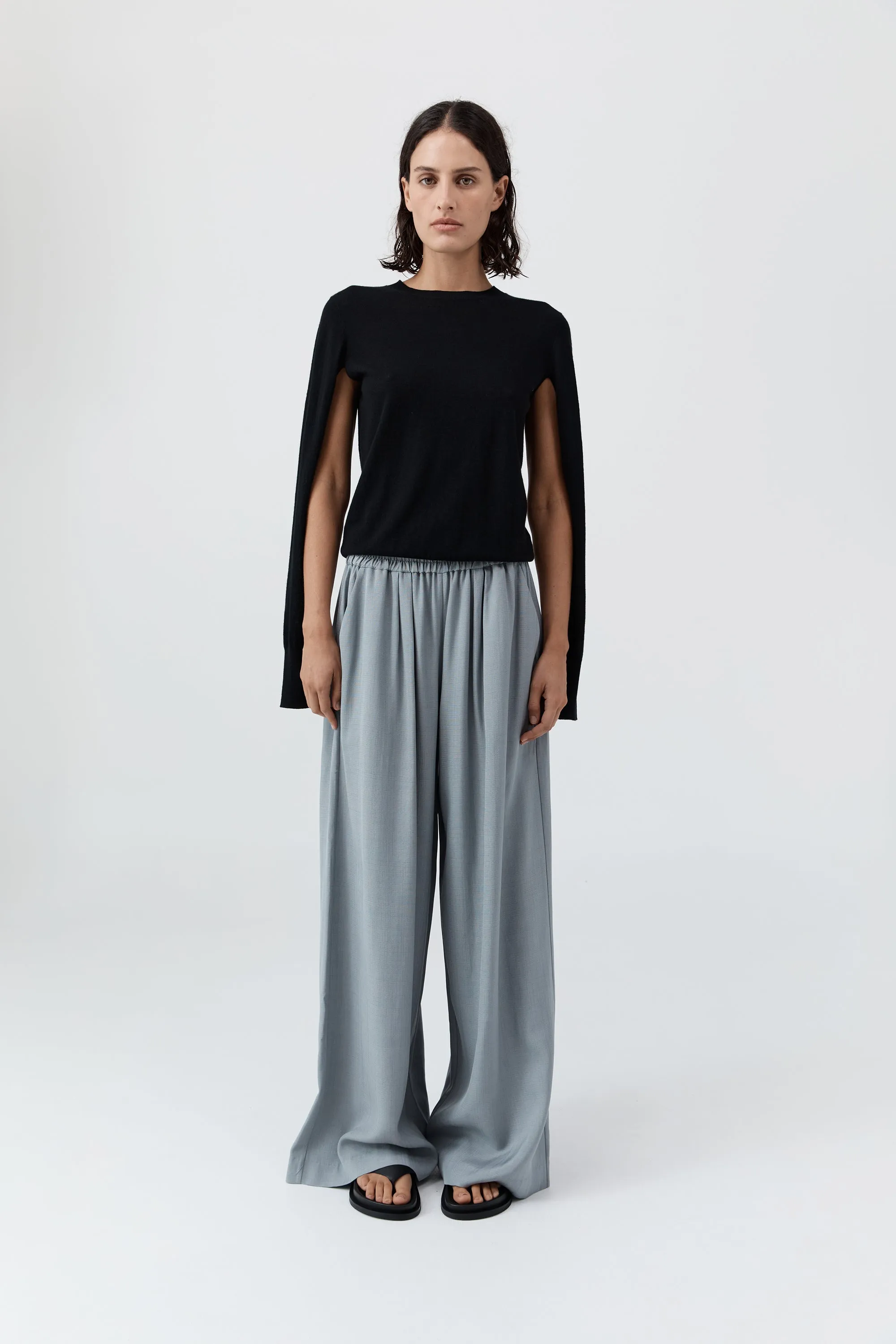 Merino Wool Slit Sleeve Sweater - Black sold by St. Agni product image thumbnail 4