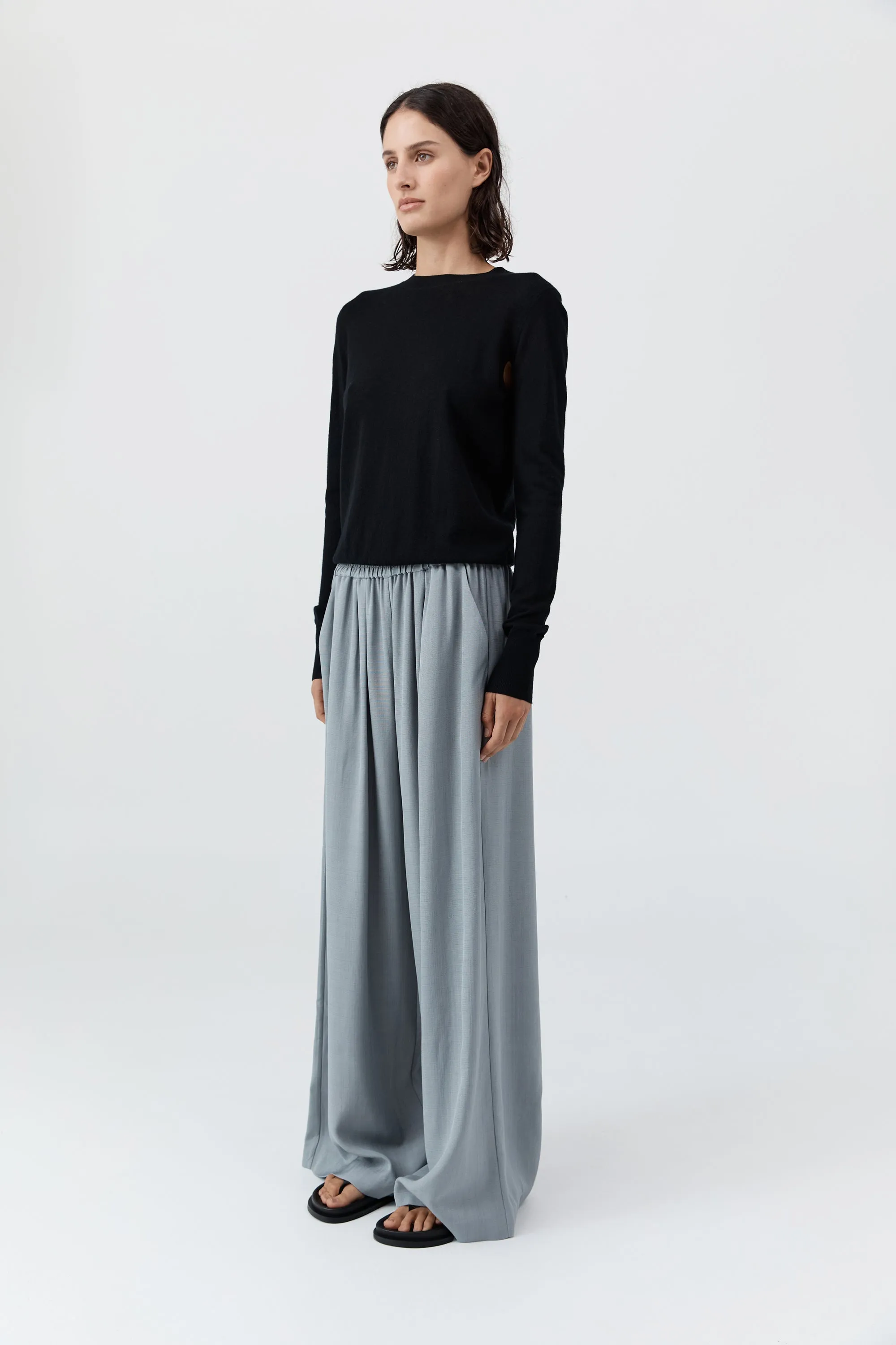Merino Wool Slit Sleeve Sweater - Black sold by St. Agni product image thumbnail 5