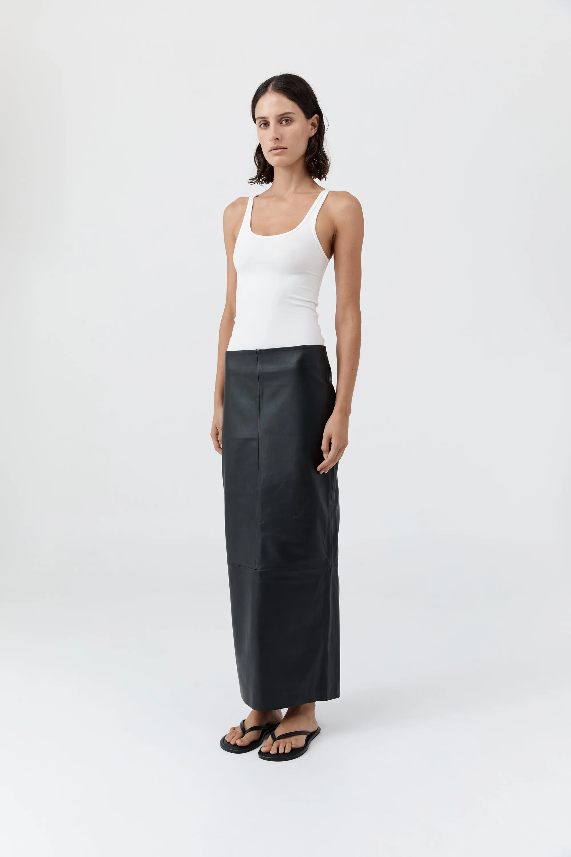 Soft Jersey Slim Scoop Tank - White sold by St. Agni product image thumbnail 2