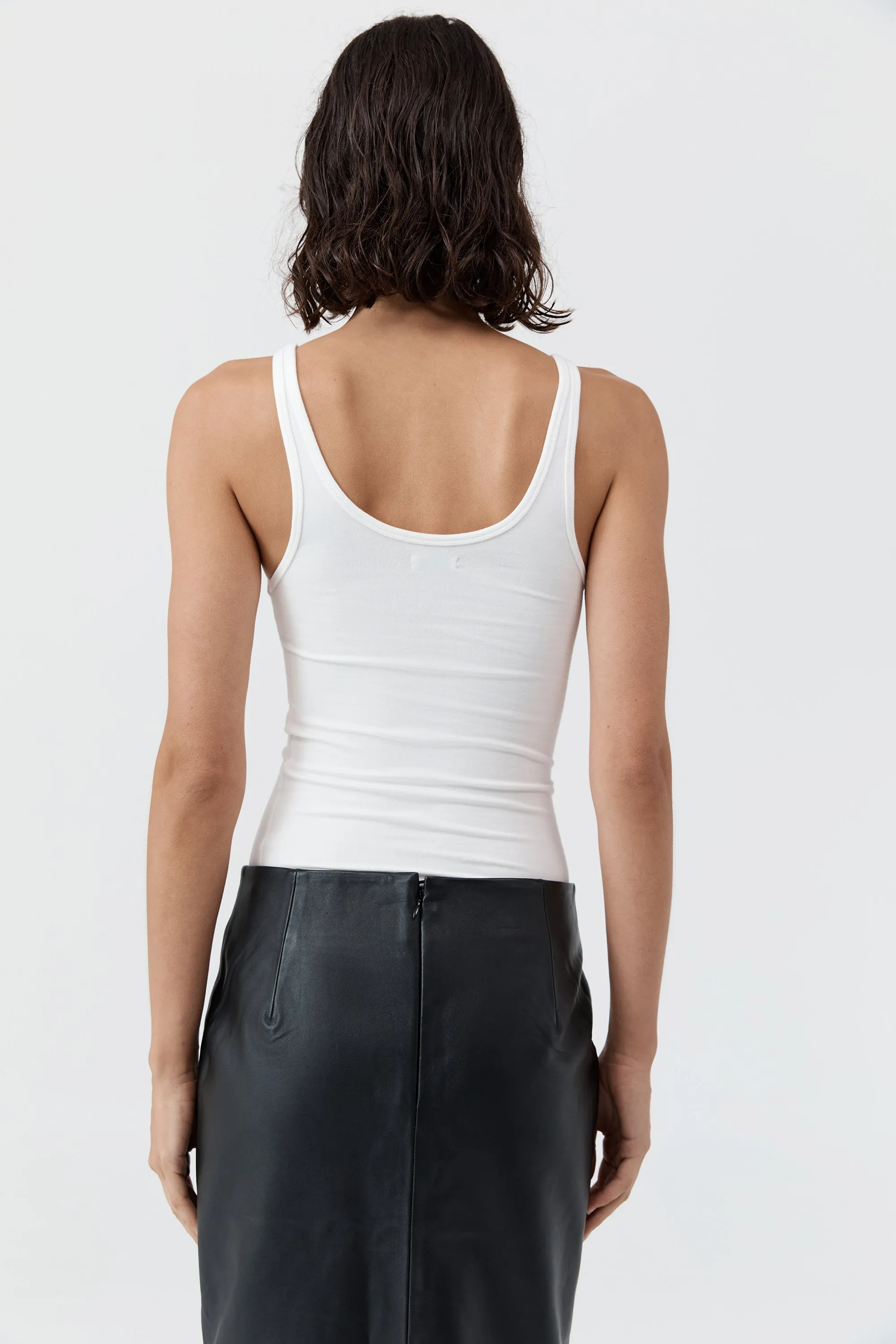 Soft Jersey Slim Scoop Tank - White sold by St. Agni product image thumbnail 4