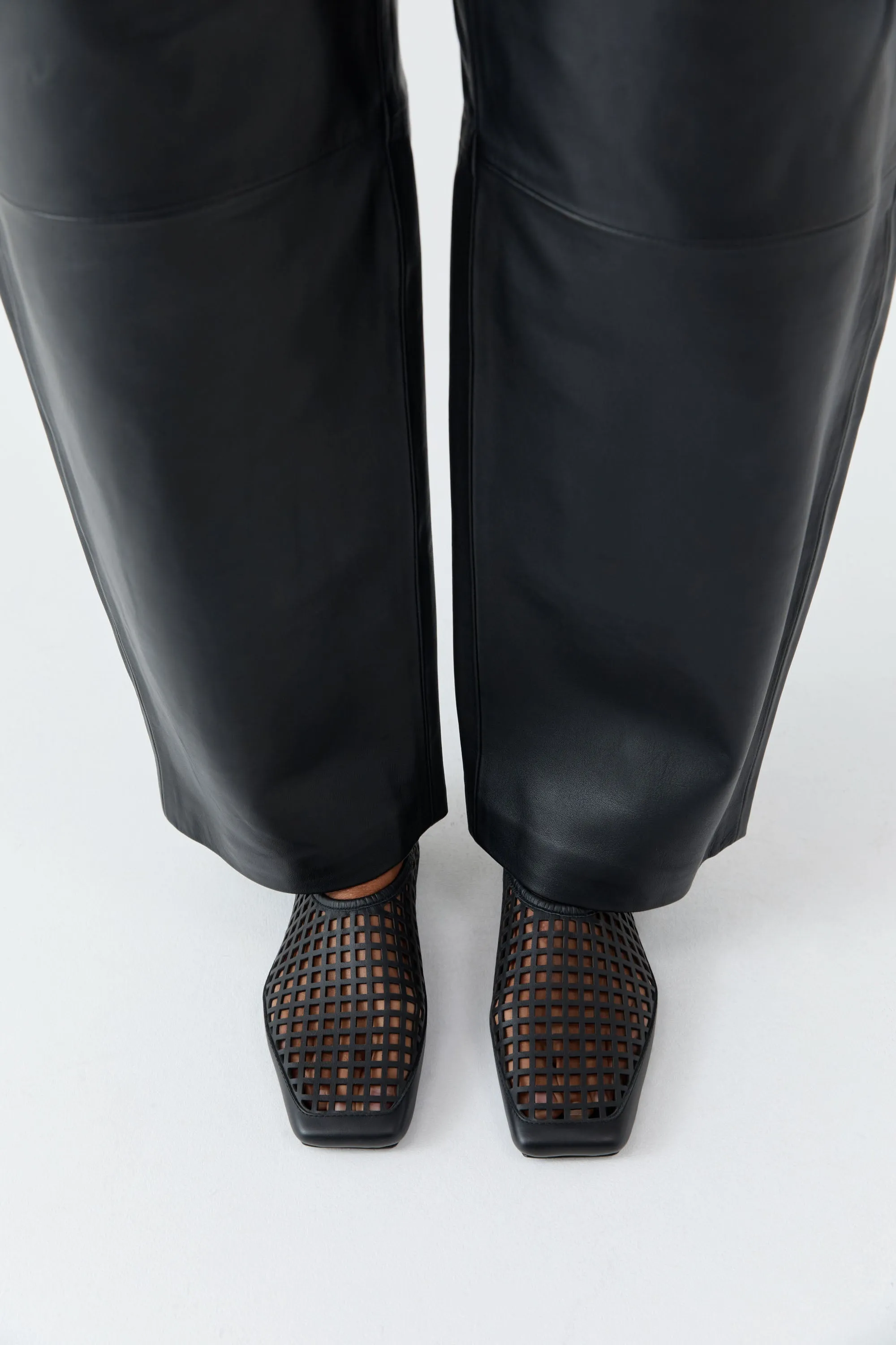 Perforated Square Toe Flat - Black sold by St. Agni product image thumbnail 3