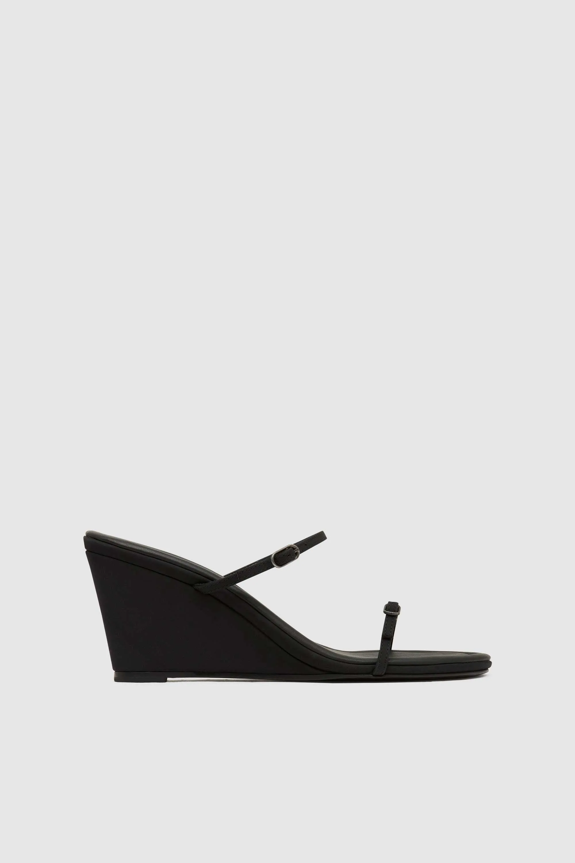 Petit Belt Detail Wedge - Black sold by St. Agni