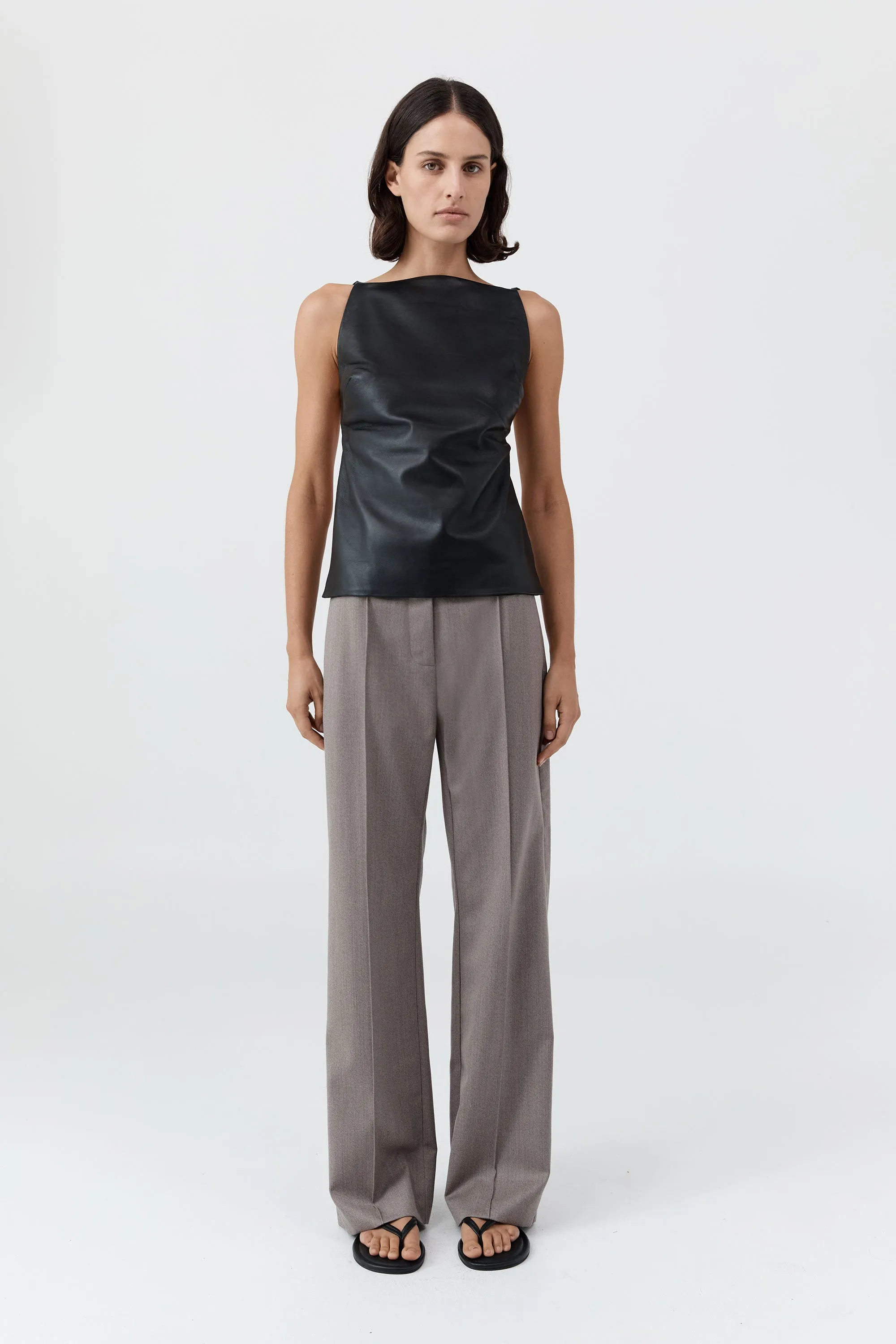 Leather Square Neck Top - Black sold by St. Agni