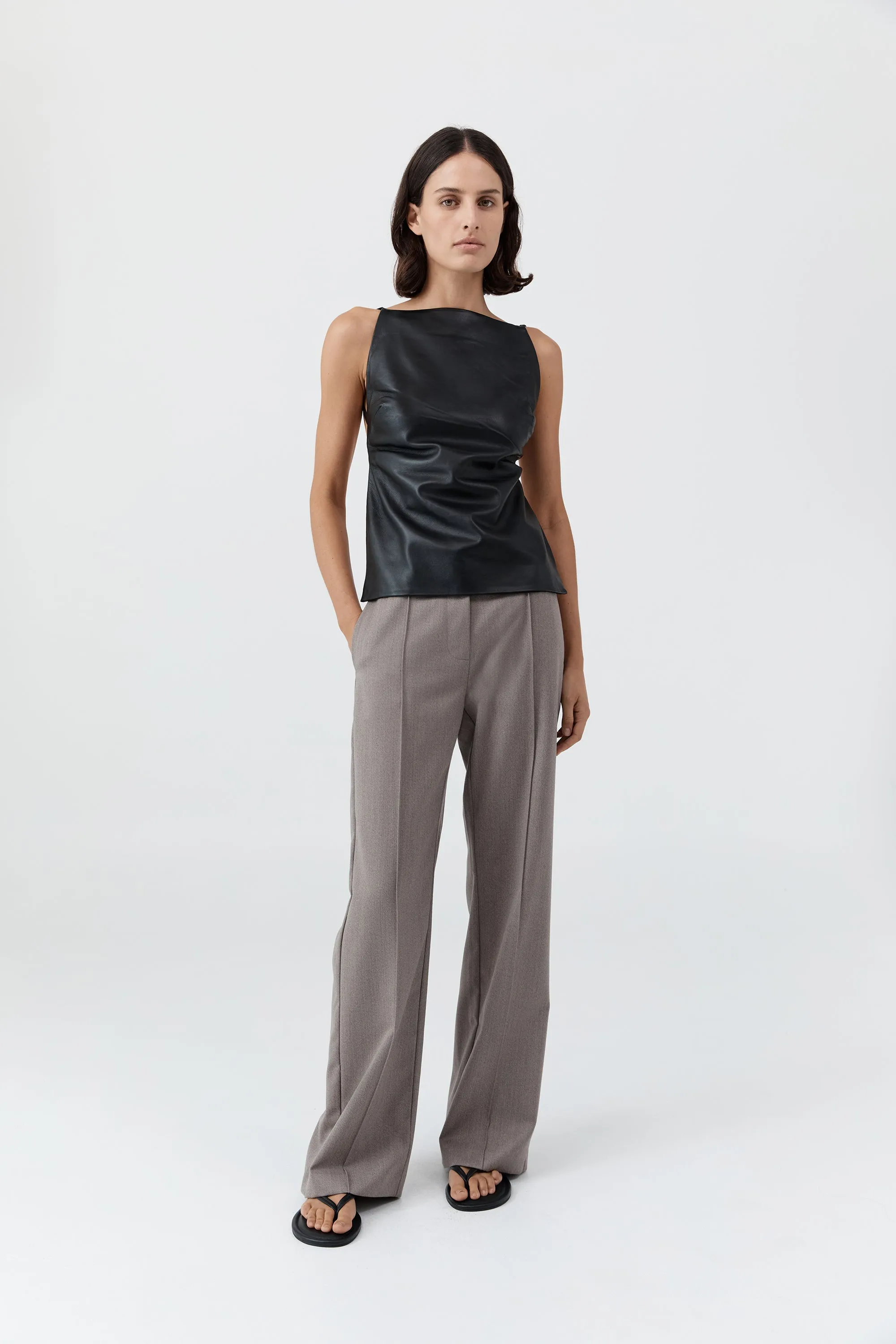 Leather Square Neck Top - Black sold by St. Agni product image thumbnail 2