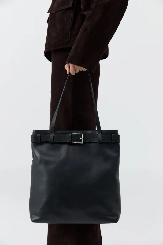 Belt Detail Tote - Black sold by St. Agni