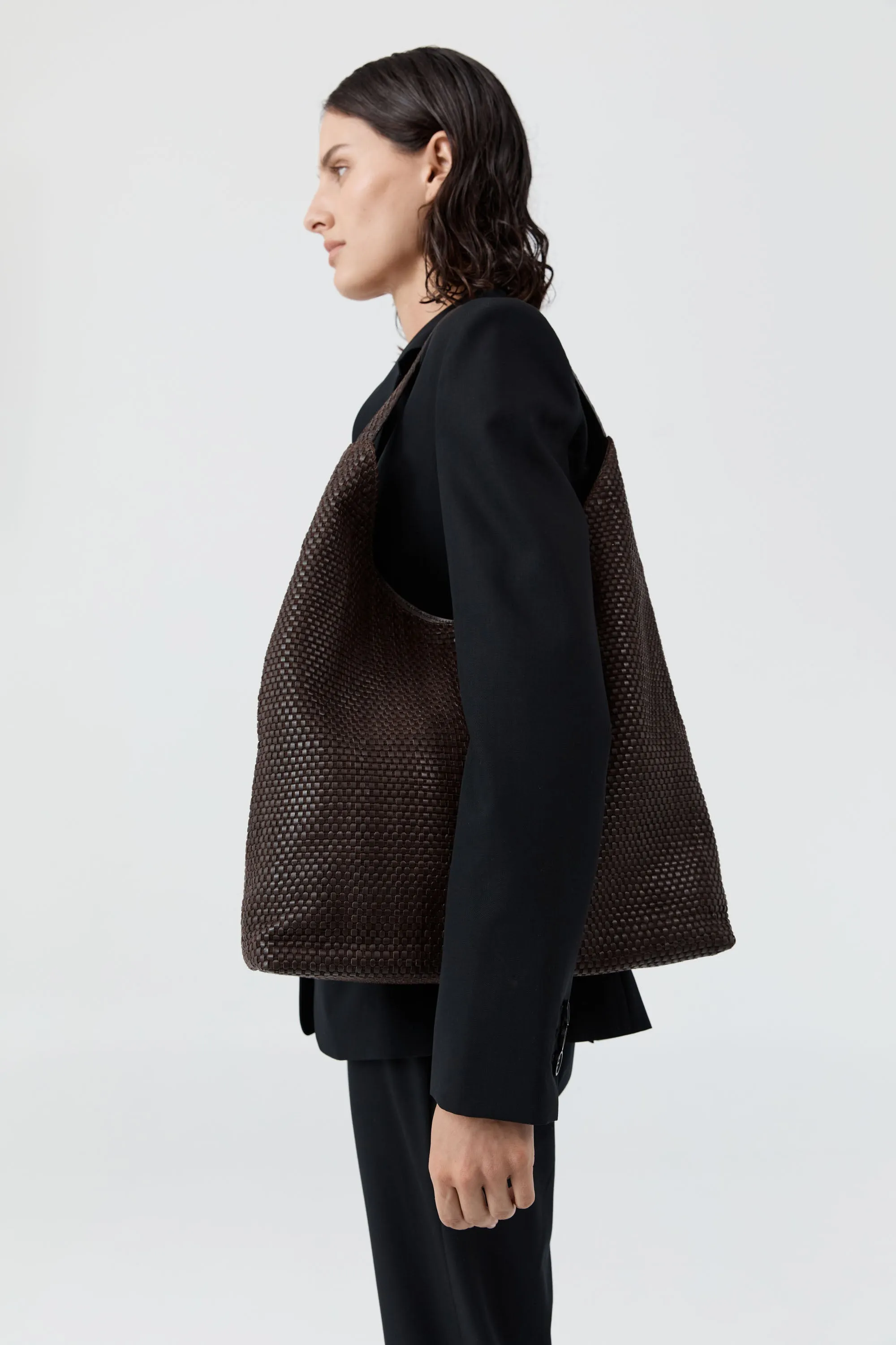 Lattice Weave Large Tote - Coffee sold by St. Agni product image thumbnail 2