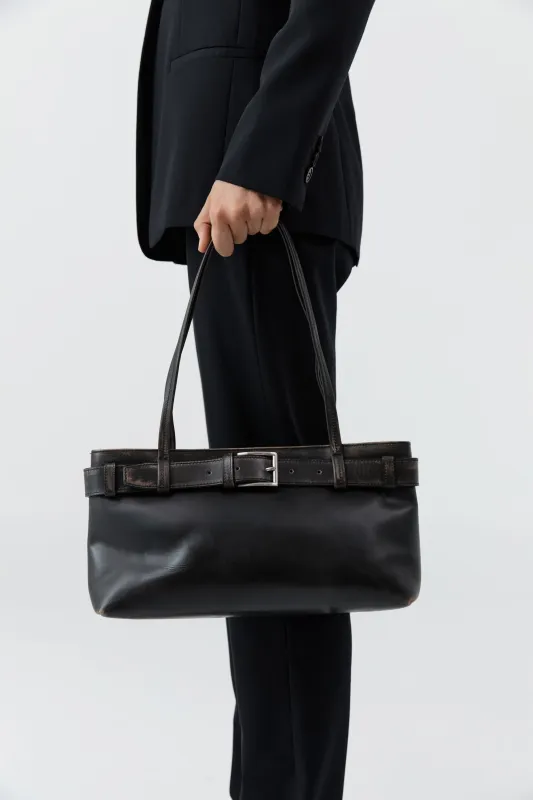 PRE-ORDER: Brushed Belt Detail Baguette - Black sold by St. Agni