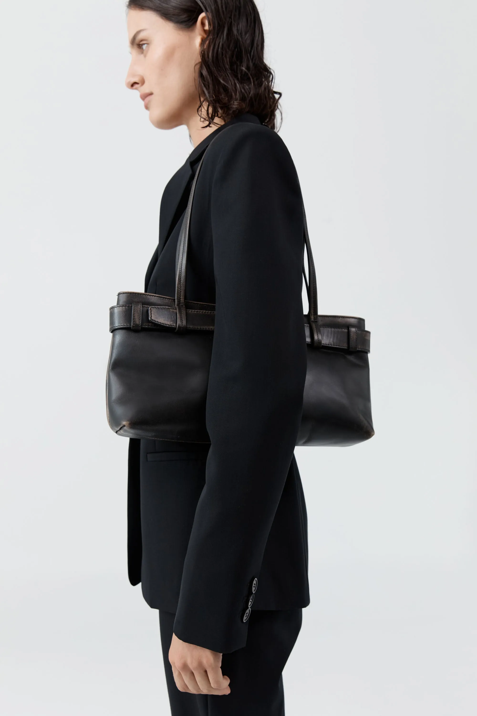 PRE-ORDER: Brushed Belt Detail Baguette - Black sold by St. Agni product image thumbnail 2