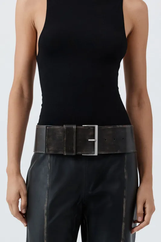 Brushed Wide Classic Belt - Black made by St. Agni