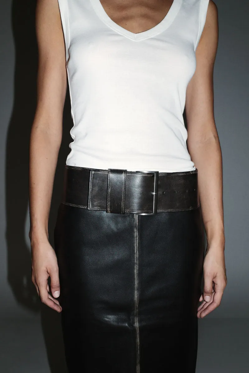 Brushed Wide Classic Belt - Black sold by St. Agni product image thumbnail 4