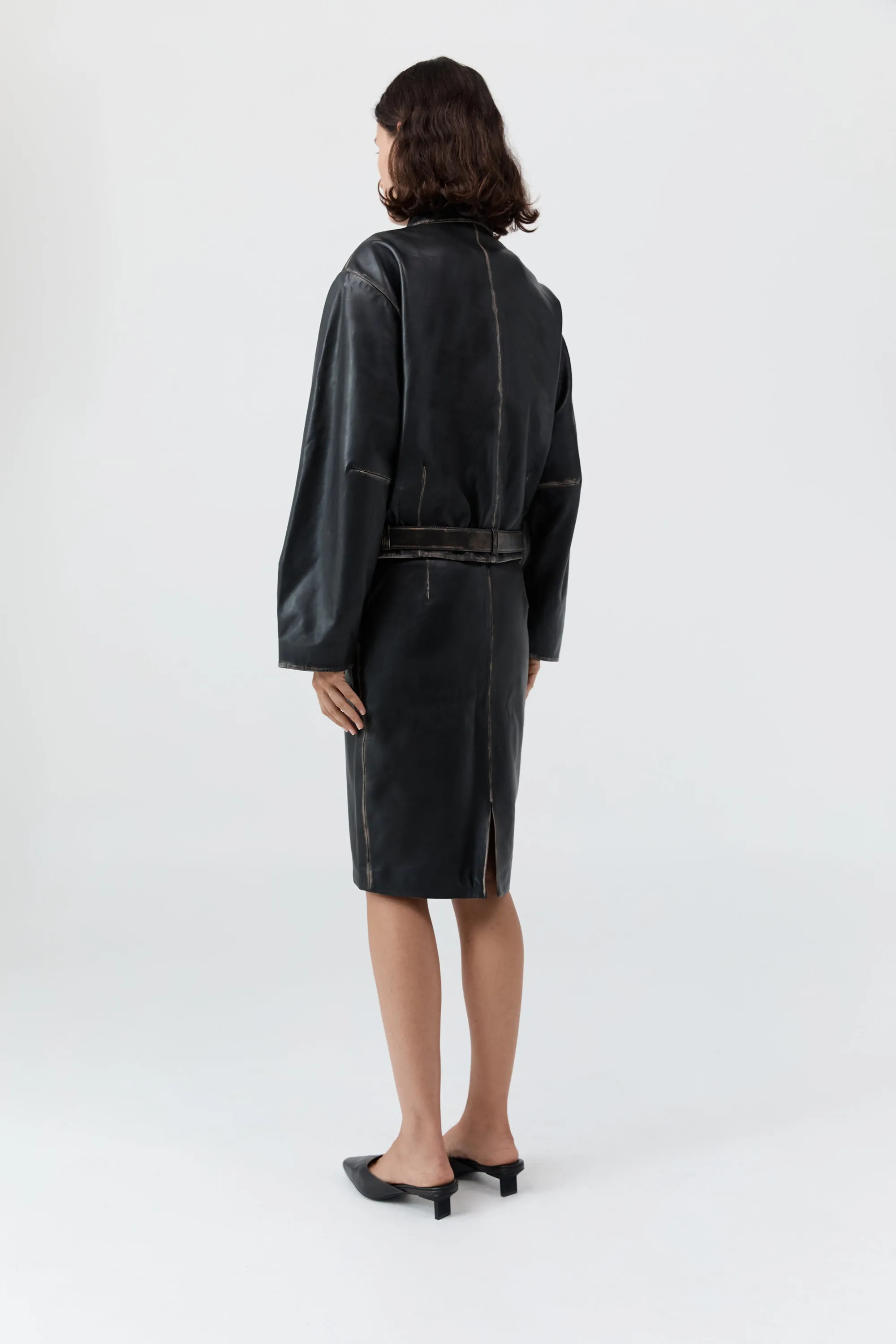 Brushed Leather Pencil Skirt - Black sold by St. Agni product image thumbnail 5