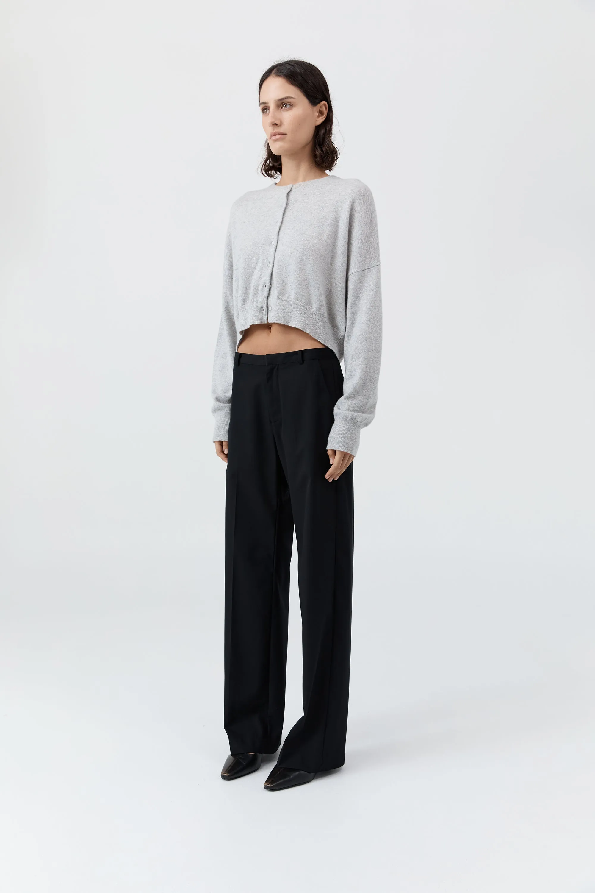 Cashmere Relaxed Cropped Cardigan - Grey Marle sold by St. Agni product image thumbnail 5