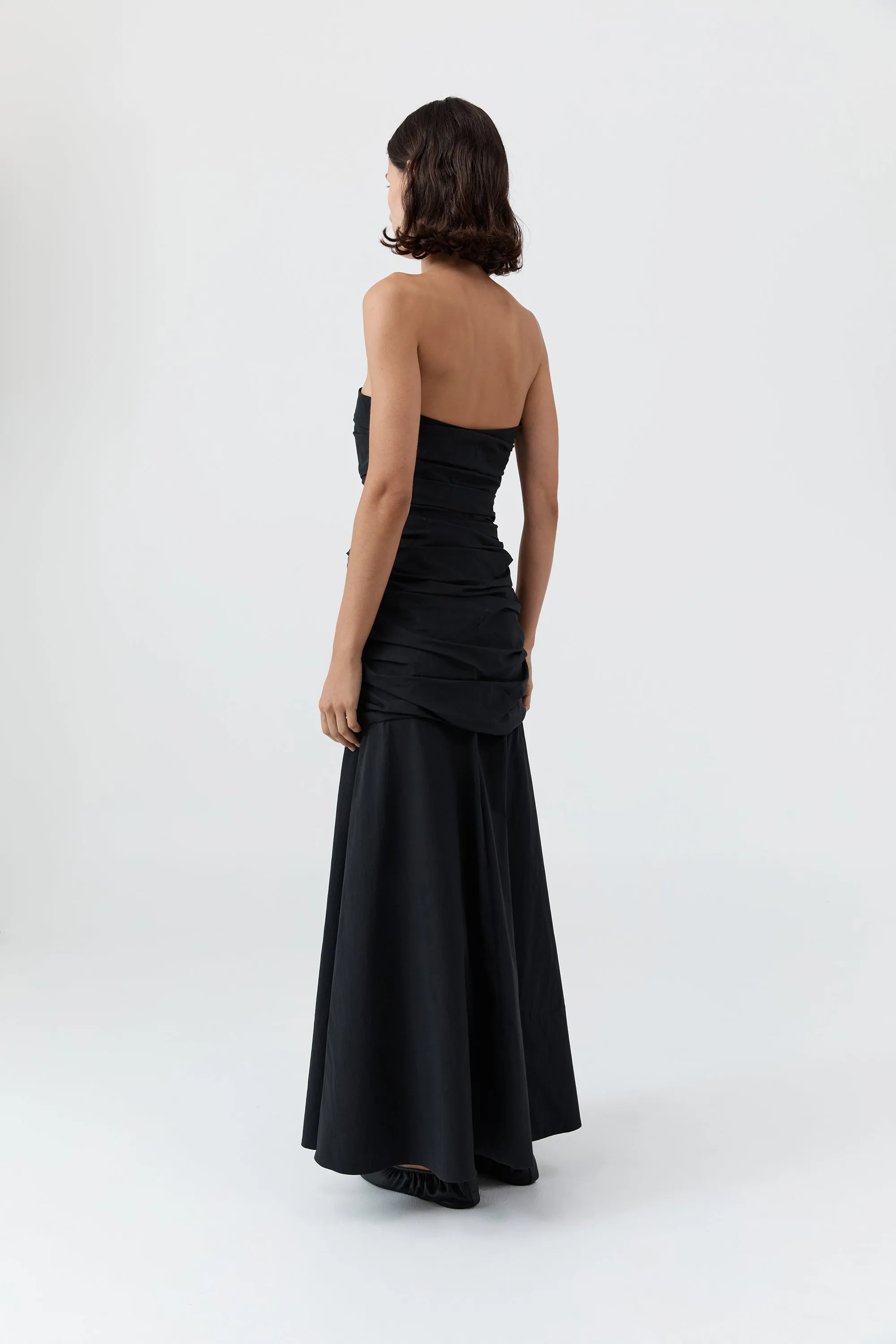 Gathered Strapless Longline Dress - Black sold by St. Agni product image thumbnail 4