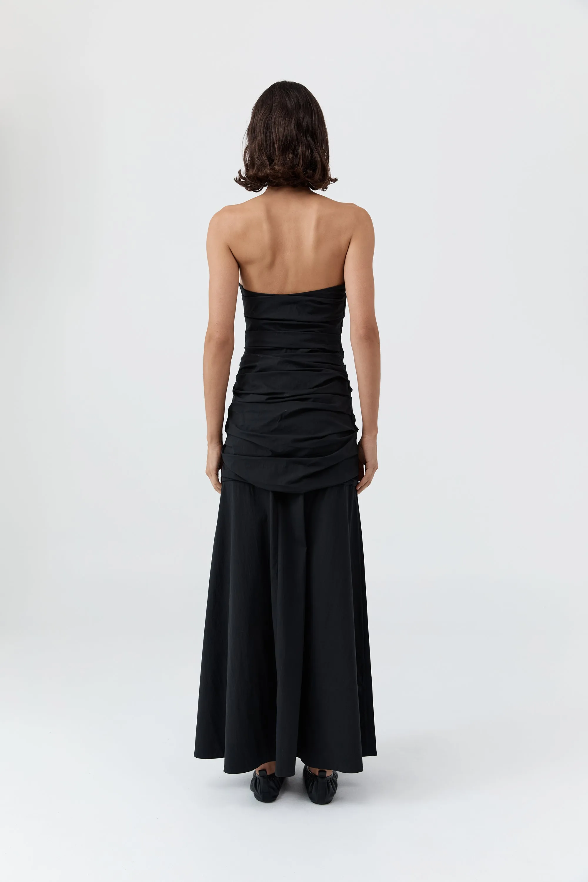 Gathered Strapless Longline Dress - Black sold by St. Agni product image thumbnail 5