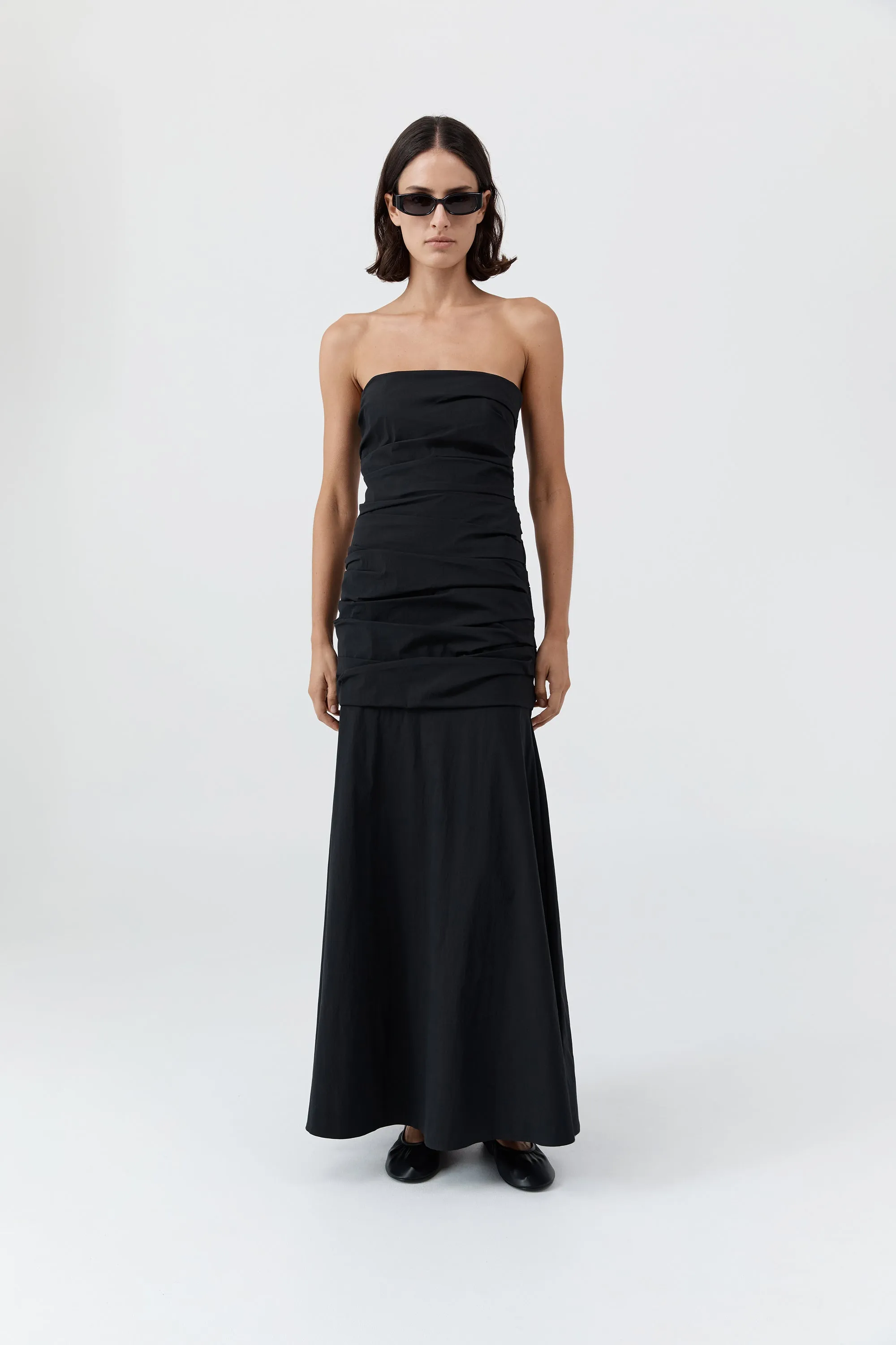 Gathered Strapless Longline Dress - Black sold by St. Agni product image thumbnail 2