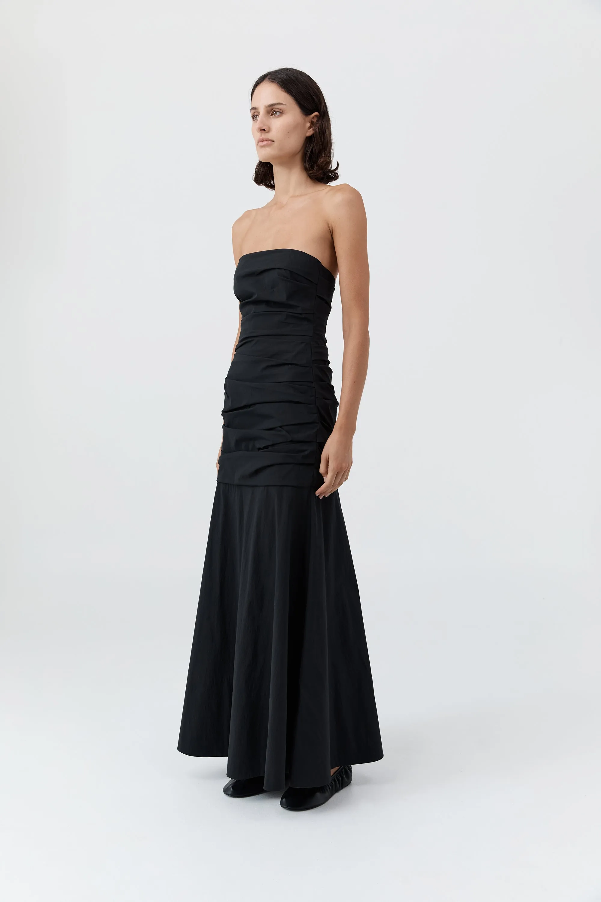 Gathered Strapless Longline Dress - Black sold by St. Agni product image thumbnail 3
