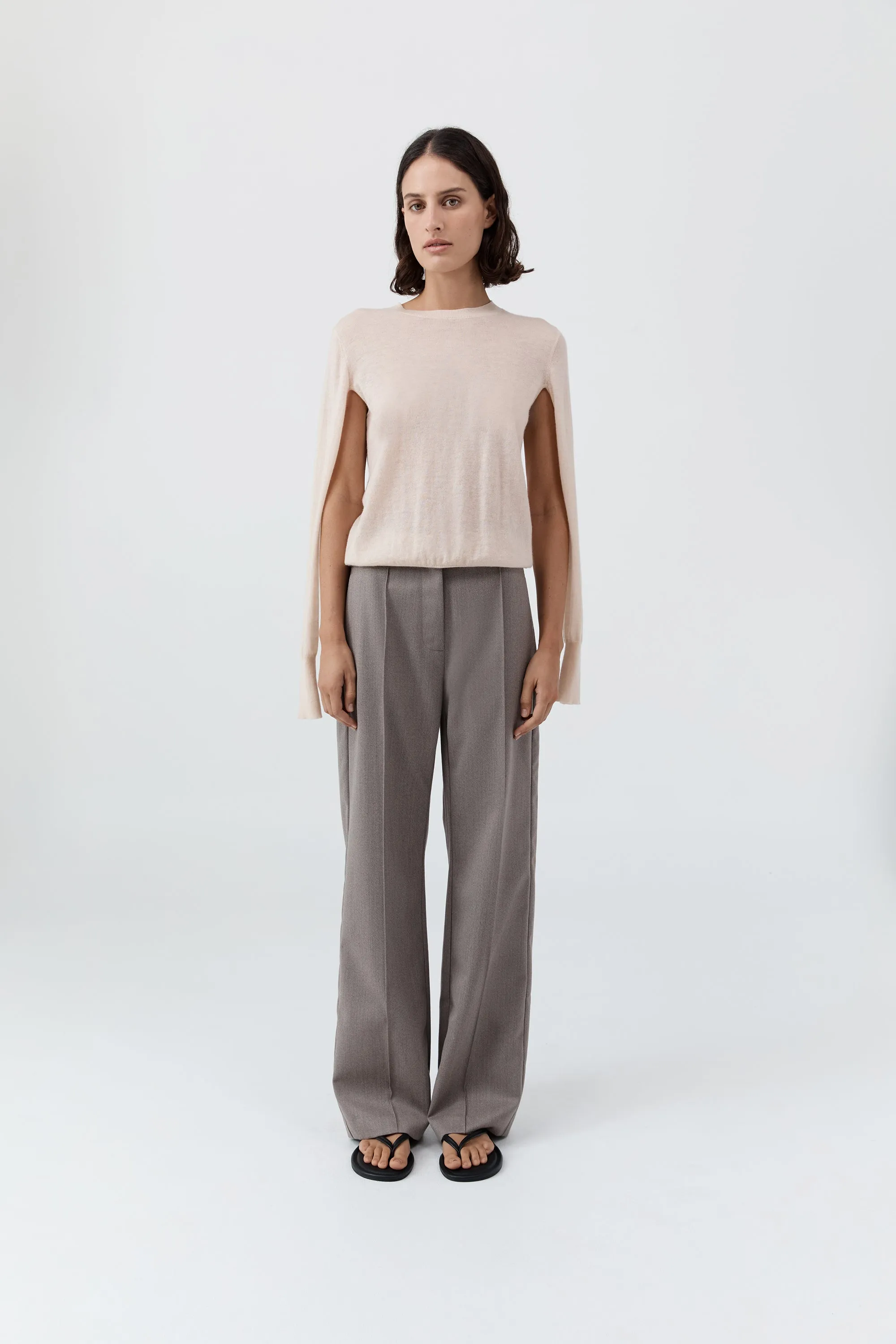 Merino Wool Slit Sleeve Sweater - Powder sold by St. Agni product image thumbnail 2