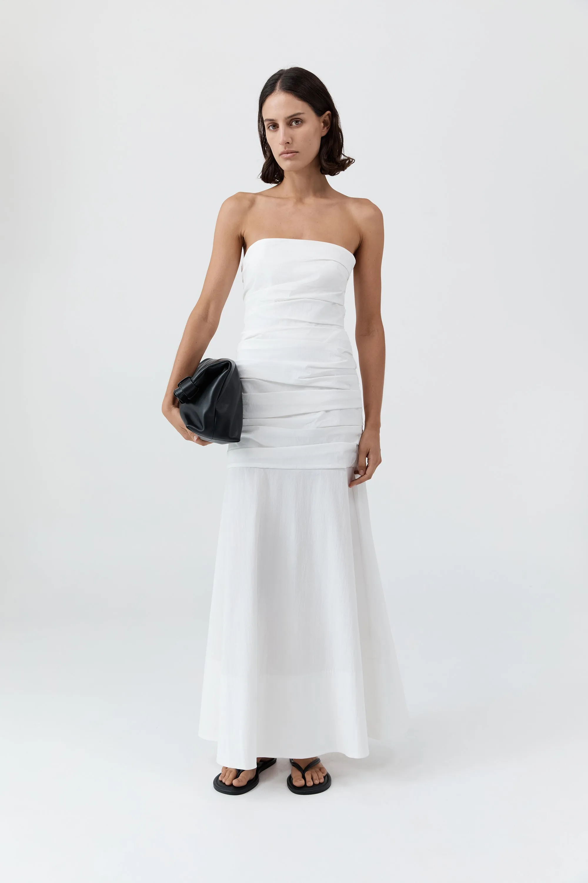 Gathered Strapless Longline Dress - White sold by St. Agni product image thumbnail 2