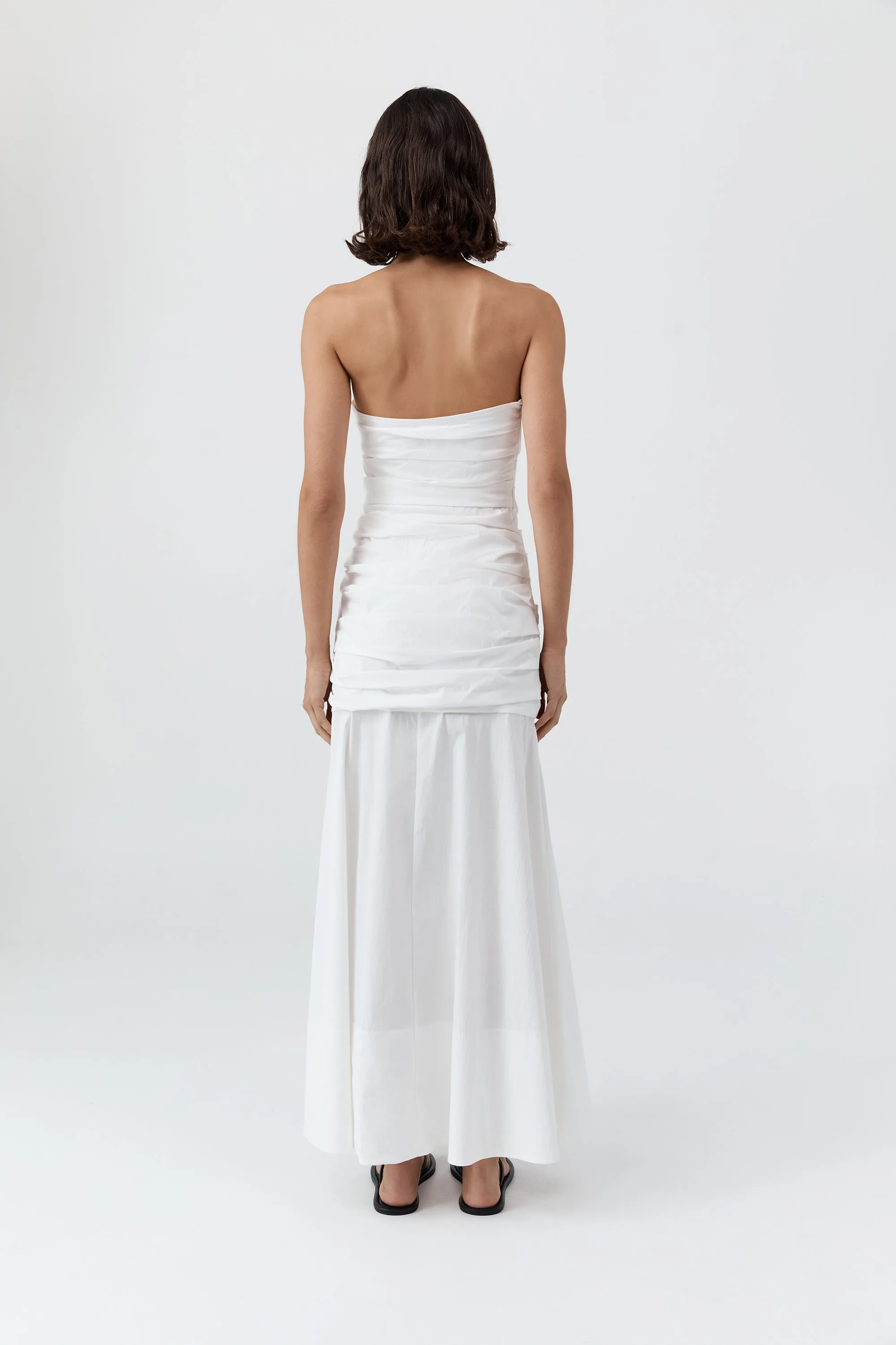 Gathered Strapless Longline Dress - White sold by St. Agni product image thumbnail 5