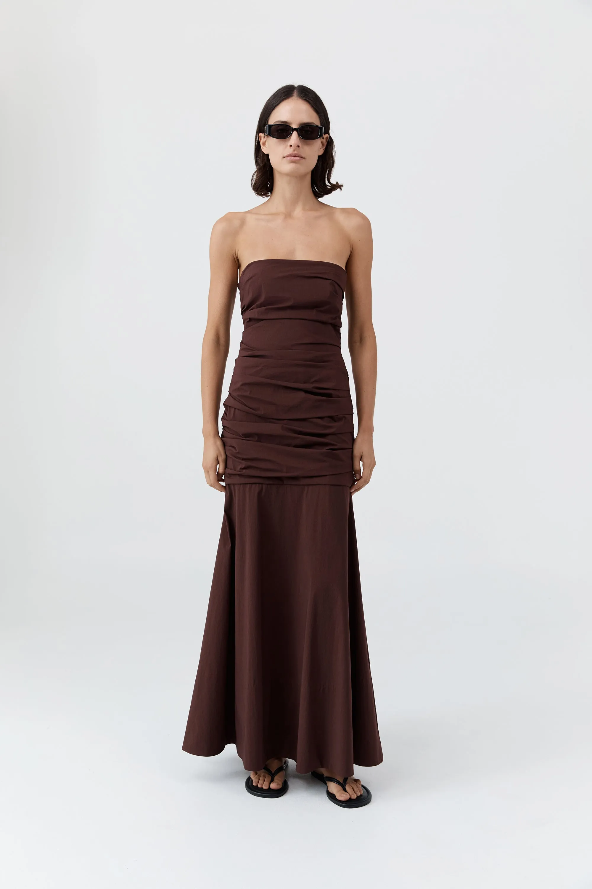 Gathered Strapless Longline Dress - Liqueur sold by St. Agni product image thumbnail 2